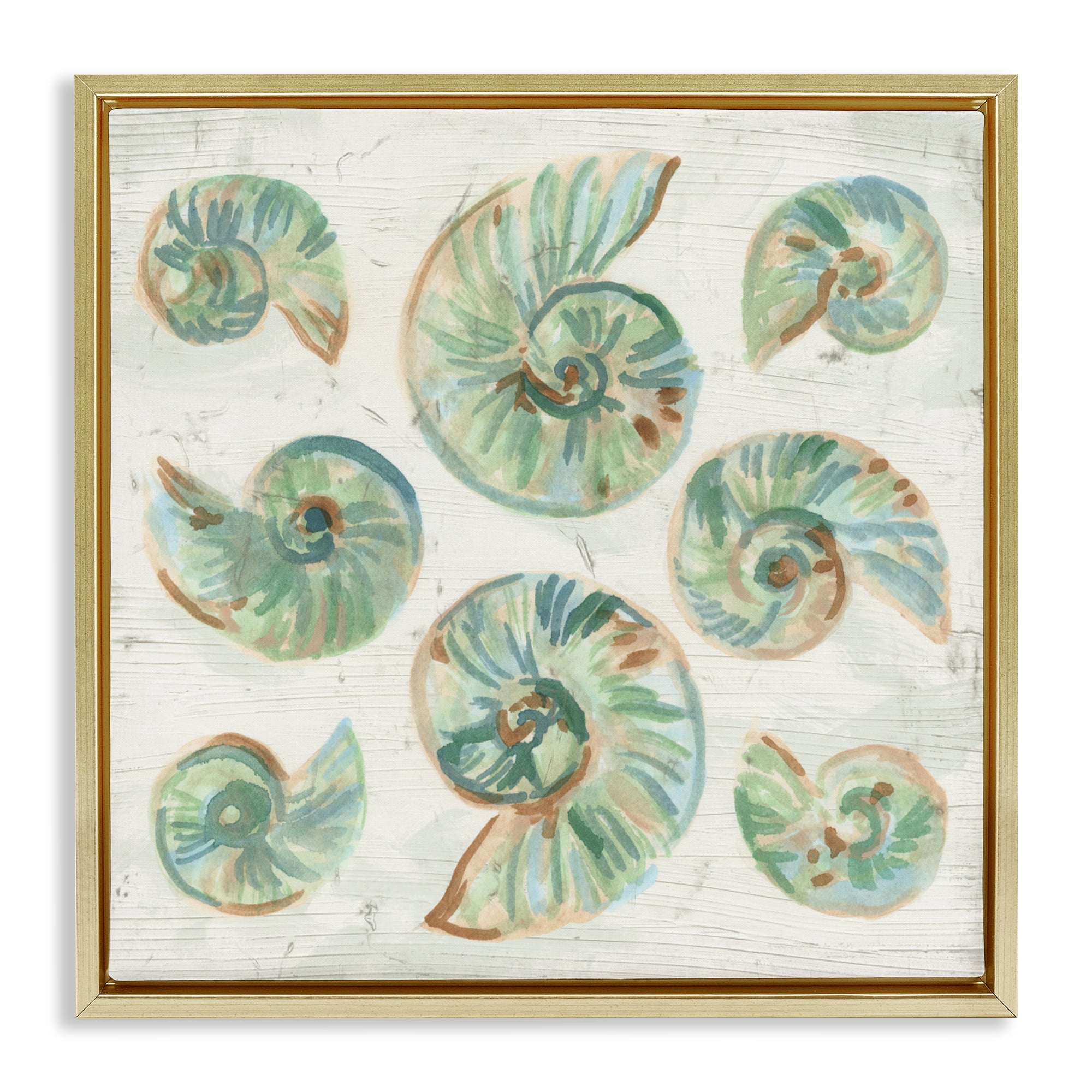 Stupell Industries Organic Saltwashed Shells Gold Framed Floater Canvas Wall Art, design by June Erica Vess