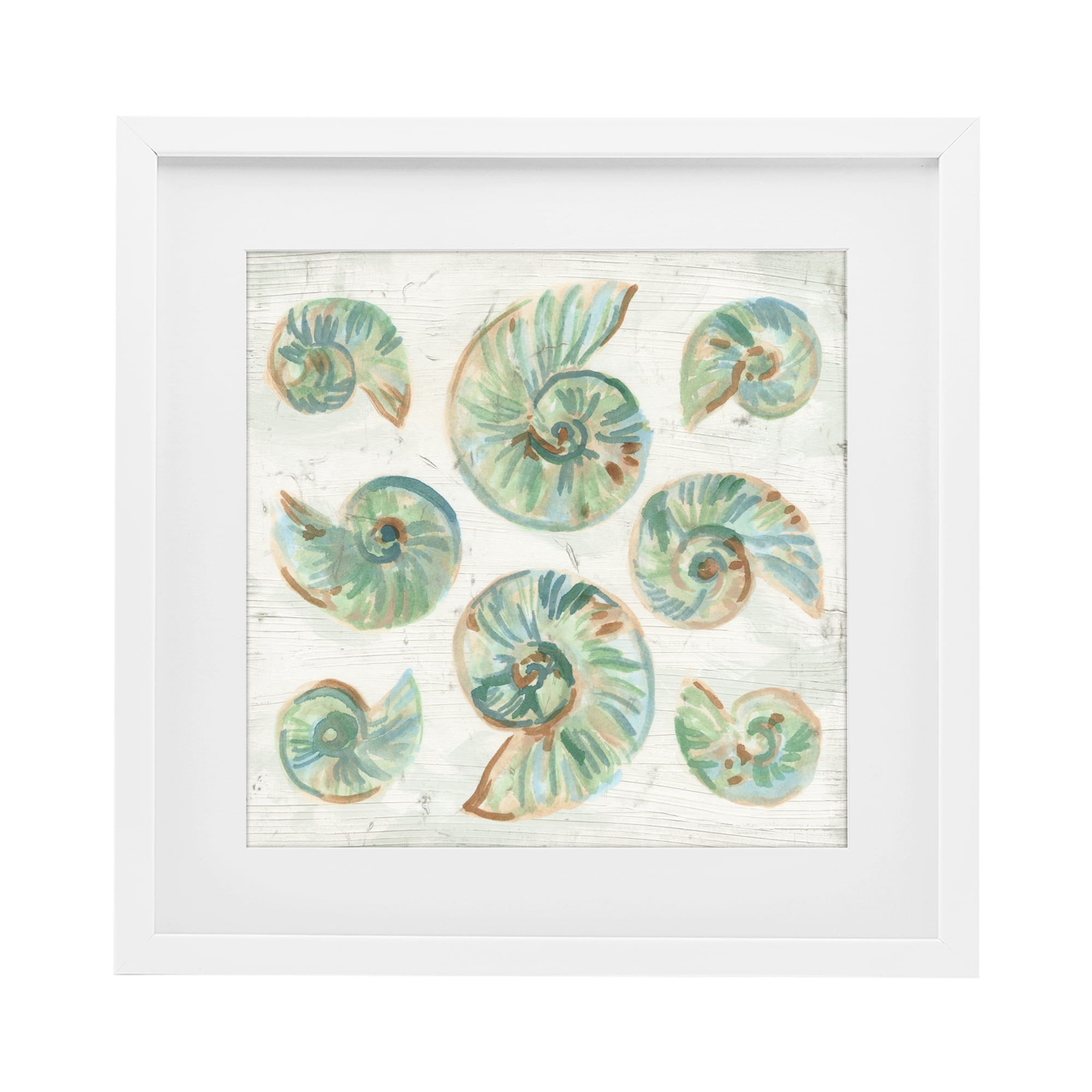 Stupell Industries Organic Saltwashed Shells White Framed Print Under Glass, design by June Erica Vess