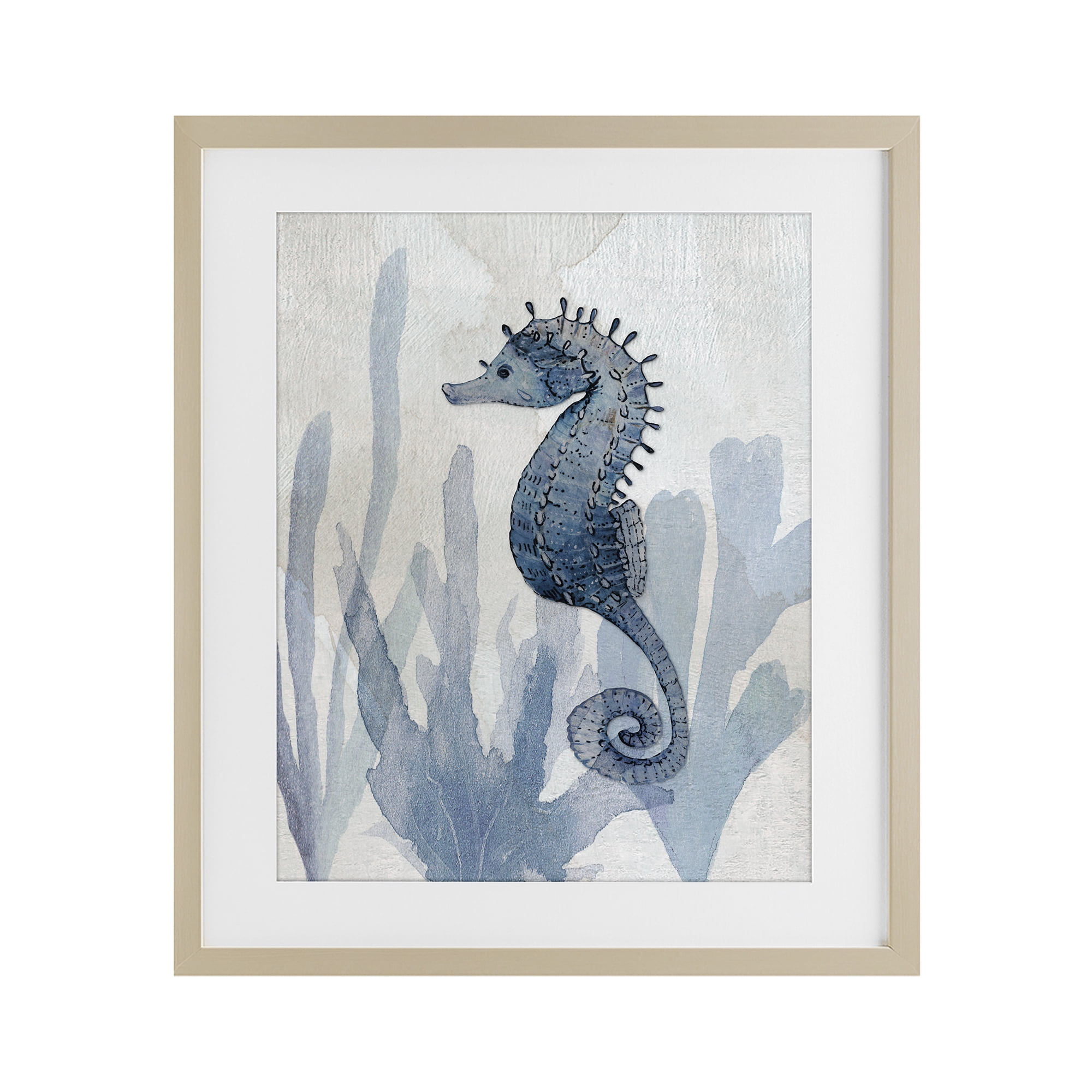 Stupell Industries Organic Seaweed & Seahorse Birch Framed Print Under Glass, design by Susan Jill