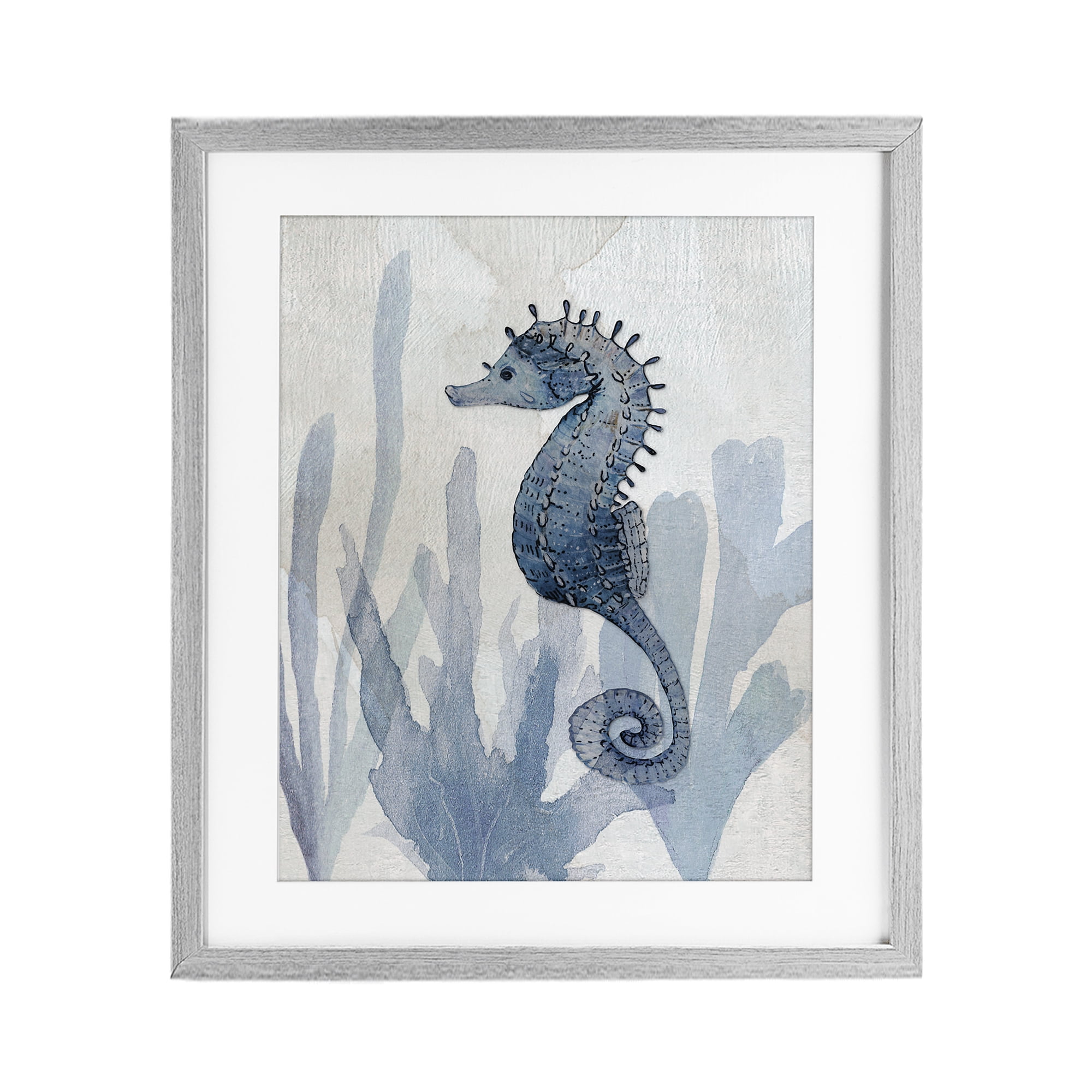 Stupell Industries Organic Seaweed & Seahorse Gray Framed Print Under Glass, design by Susan Jill