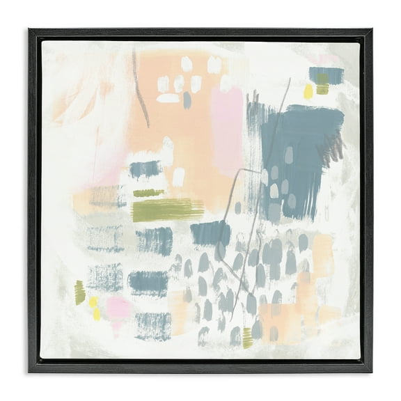 Stupell Industries Organic Soft Patterns Abstract Painting Black Floater Framed Canvas Art Print Wall Art, 18 x 18