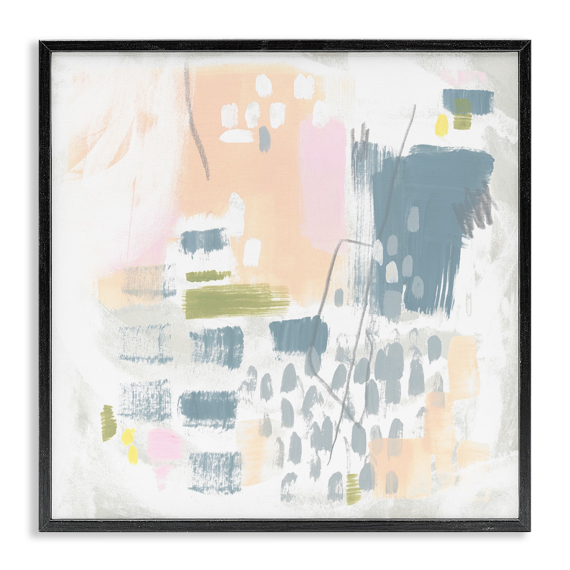 Stupell Industries Organic Soft Patterns Abstract Painting Black Framed Art Print Wall Art, 17 x 17