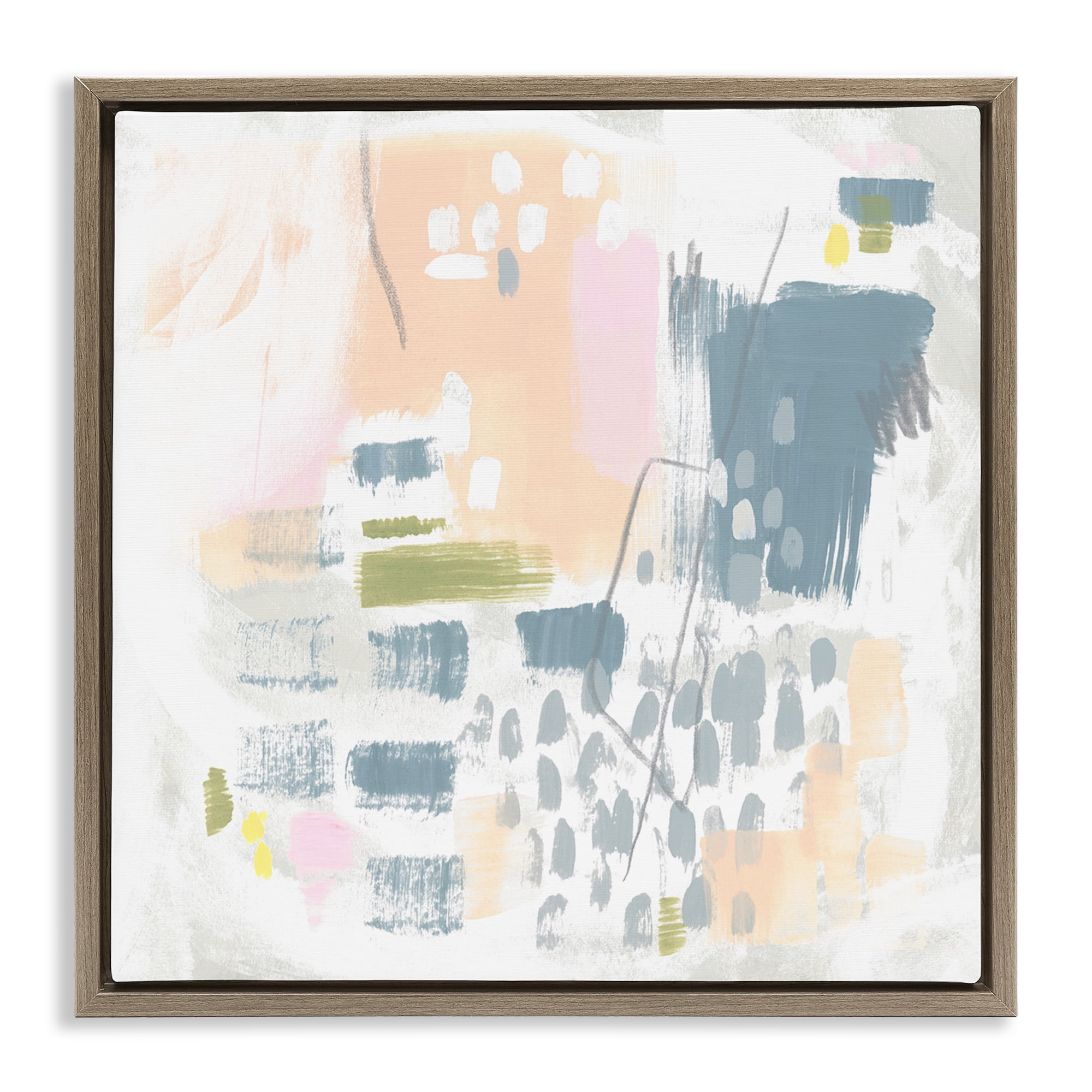 Stupell Industries Organic Soft Patterns Abstract Painting Brown Floater Framed Canvas Art Print Wall Art, 25 x 25