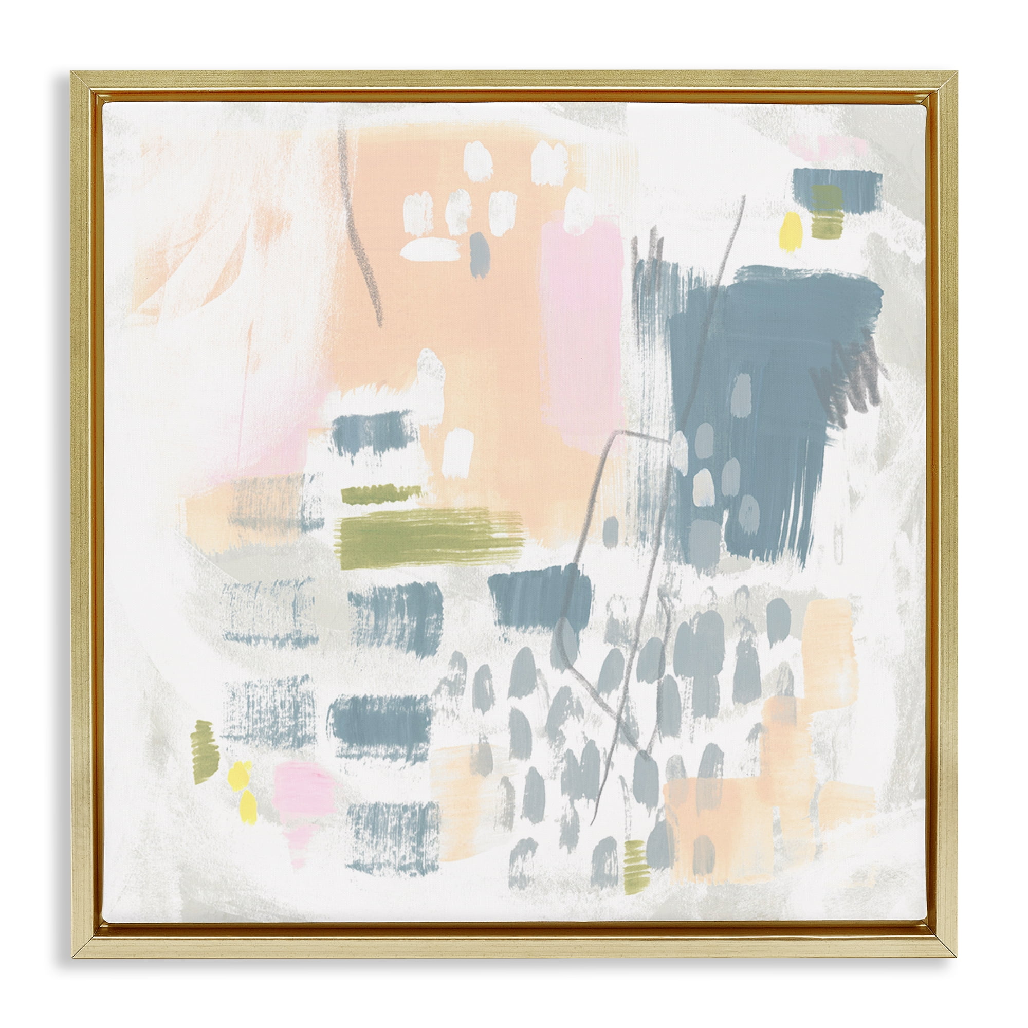 Stupell Industries Organic Soft Patterns Abstract Painting Gold Floater Framed Canvas Art Print Wall Art, 18 x 18