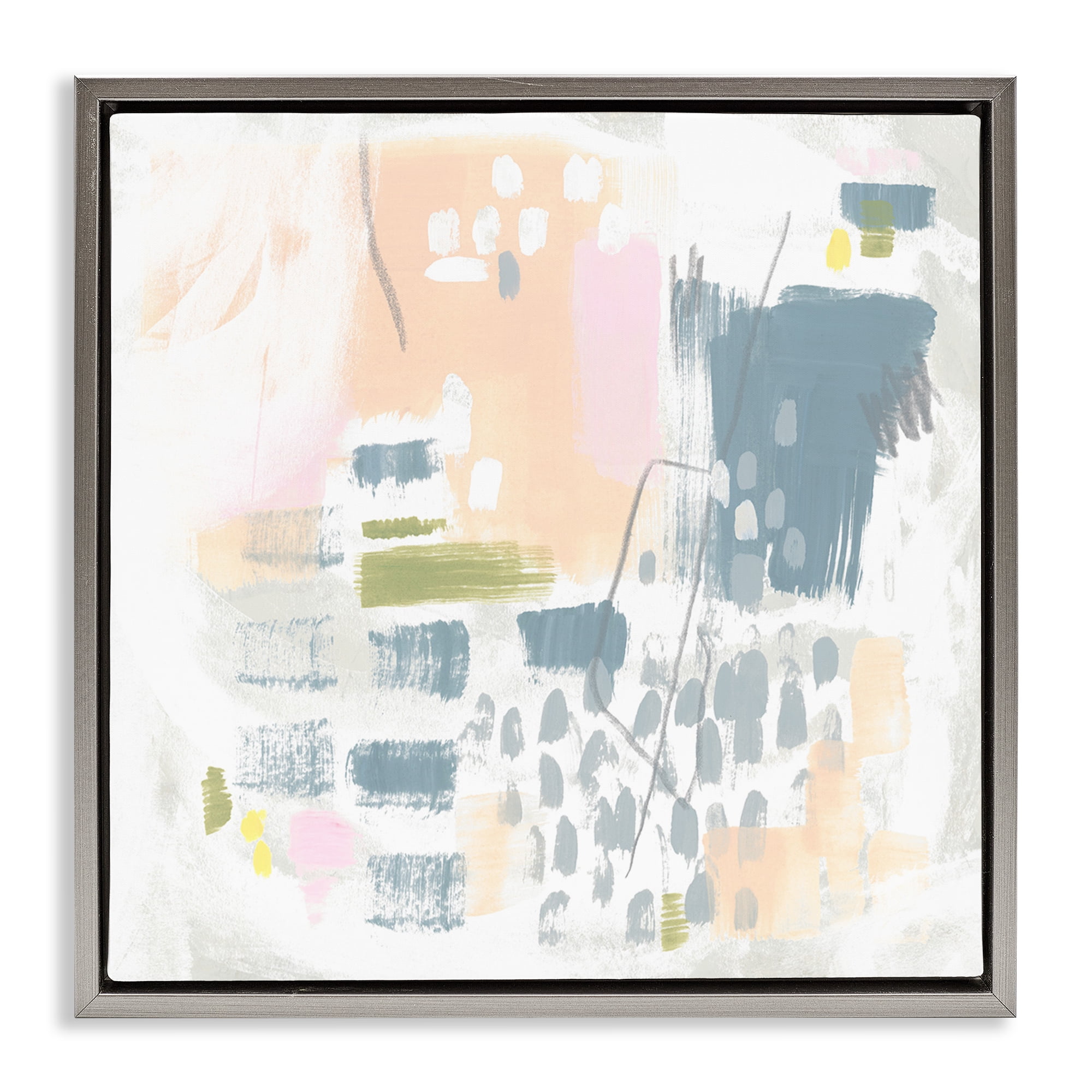 Stupell Industries Organic Soft Patterns Abstract Painting Gray Floater Framed Canvas Art Print Wall Art, 18 x 18