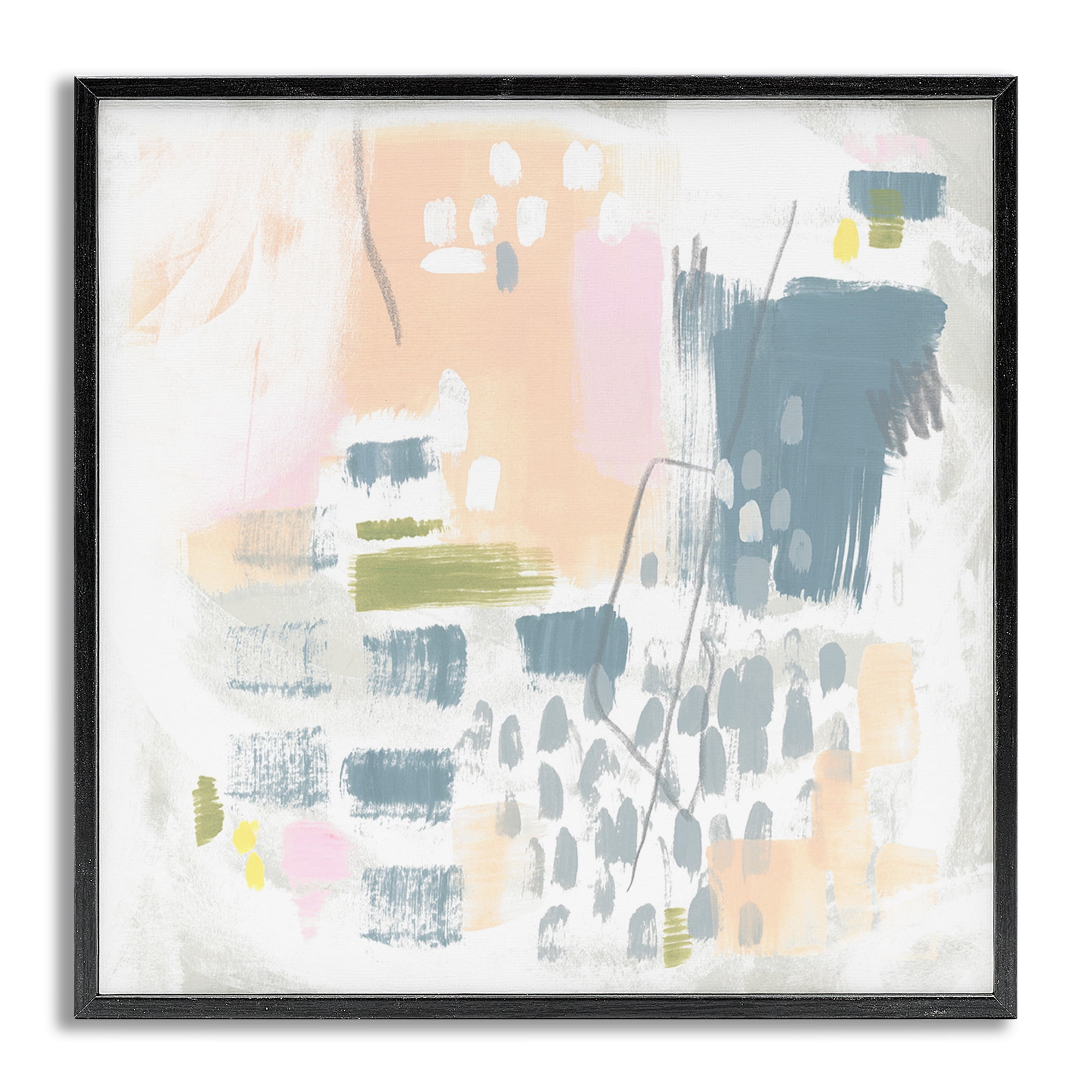 Stupell Industries Organic Soft Patterns Abstract Painting Gray Framed Art Print Wall Art, 17 x 17