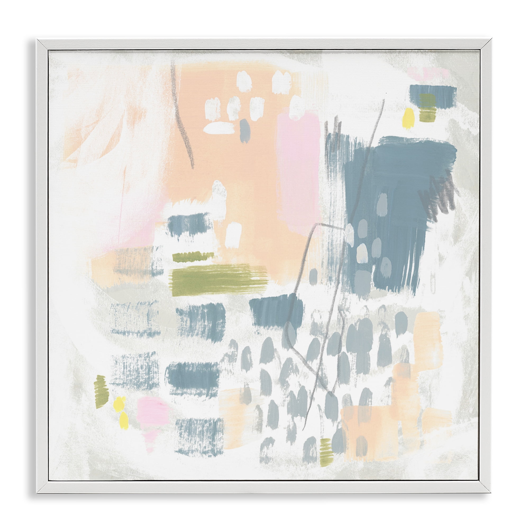 17 x 17 White Framed Abstract Canvas Art Print