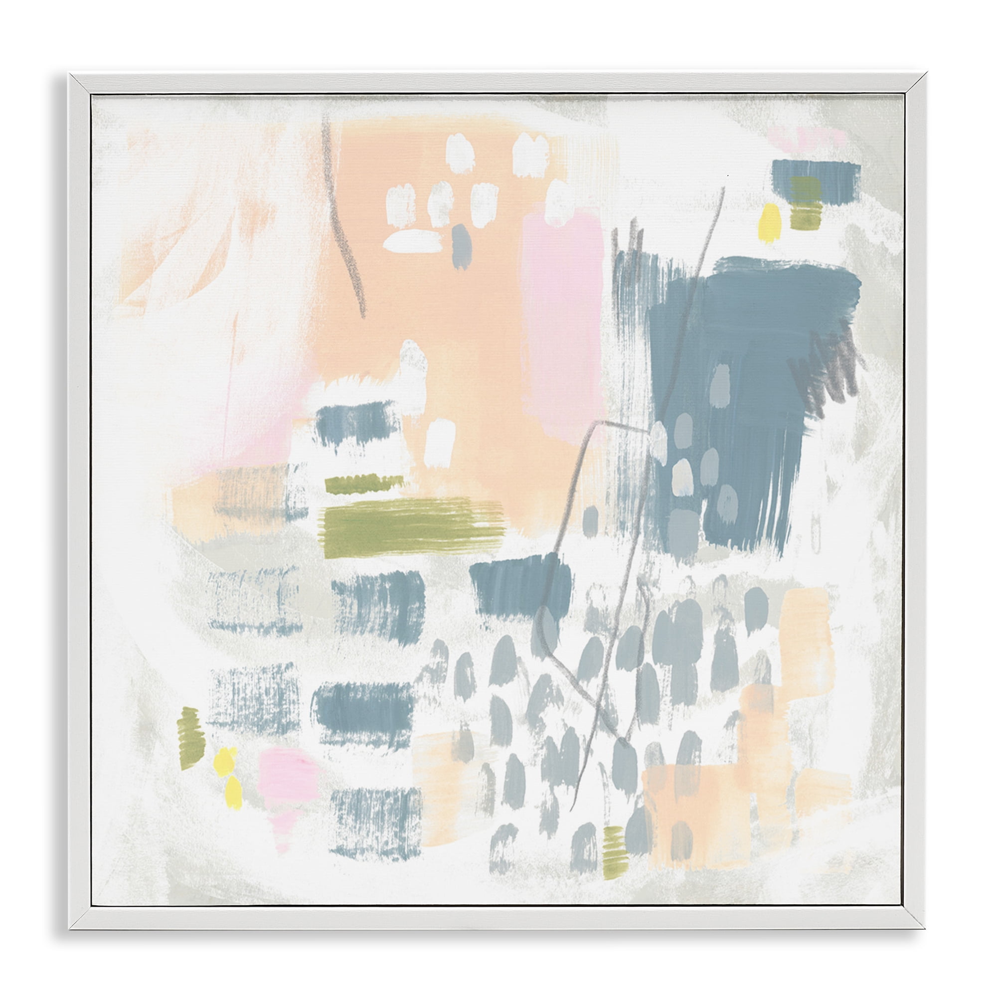 Stupell Industries Organic Soft Patterns Abstract Painting White Framed Art Print Wall Art, 24 x 24