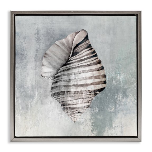 Stupell Industries Organic Twisted Seashell Nautical & Beach Painting Gray Floater Framed Canvas Art Print Wall Art, 25 x 25