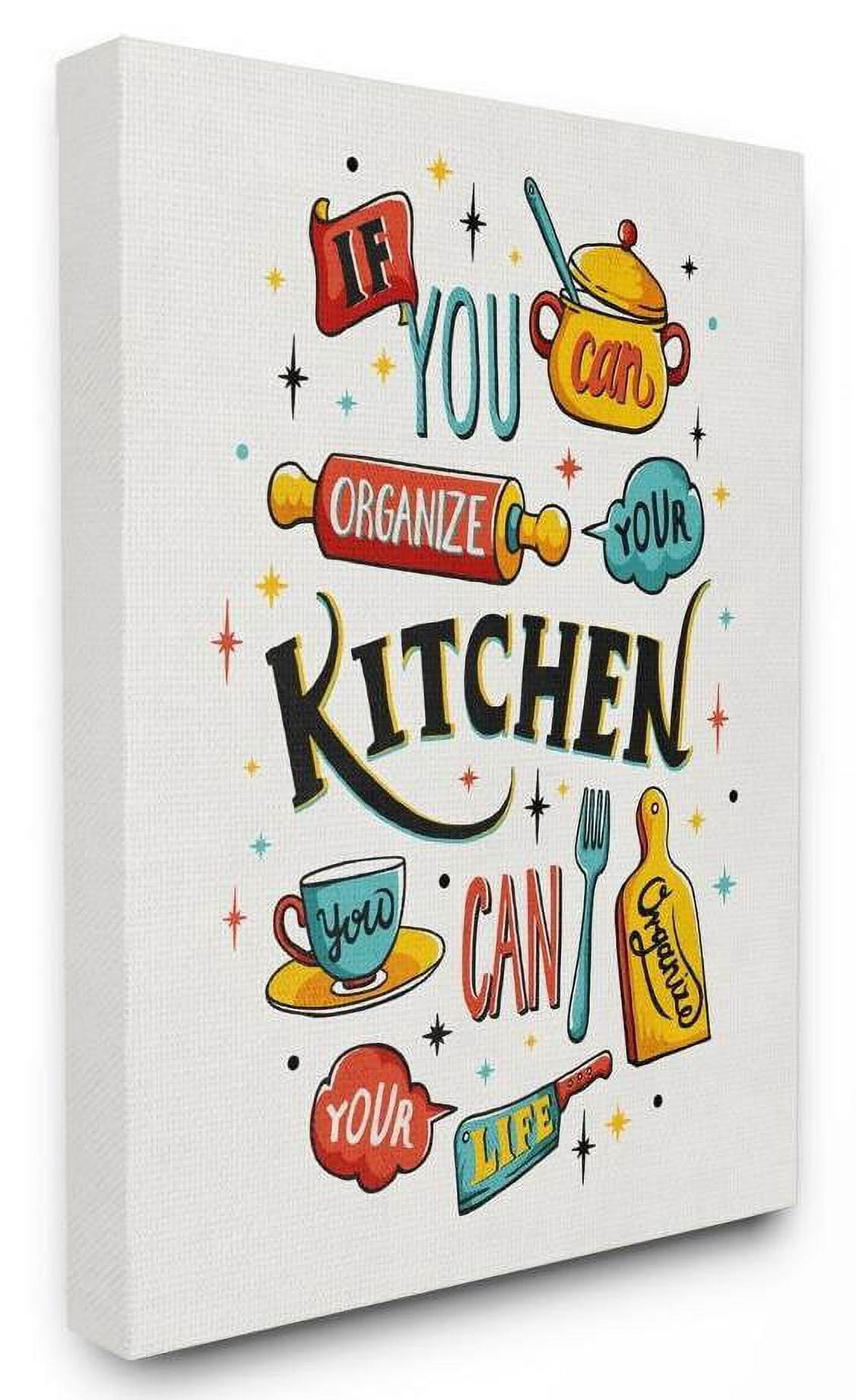 Stupell Industries Organize Your Kitchen Inspirational Vintage Comic Book Word Design Canvas Wall Art by Ester Kay