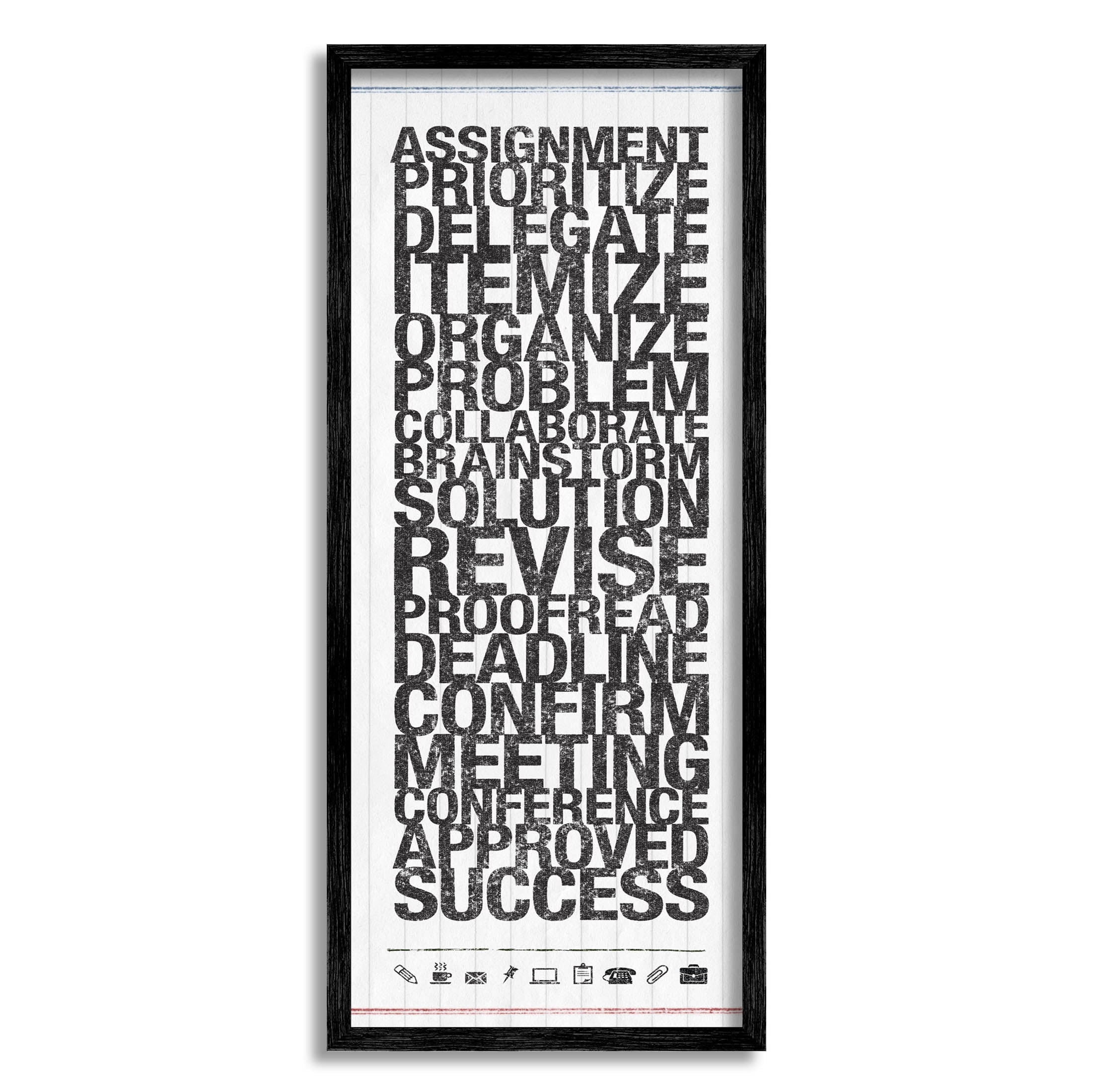 Stupell Industries Organized Success Office List Graphic Art Black Framed Art Print Wall Art, Design by Kristen Emery