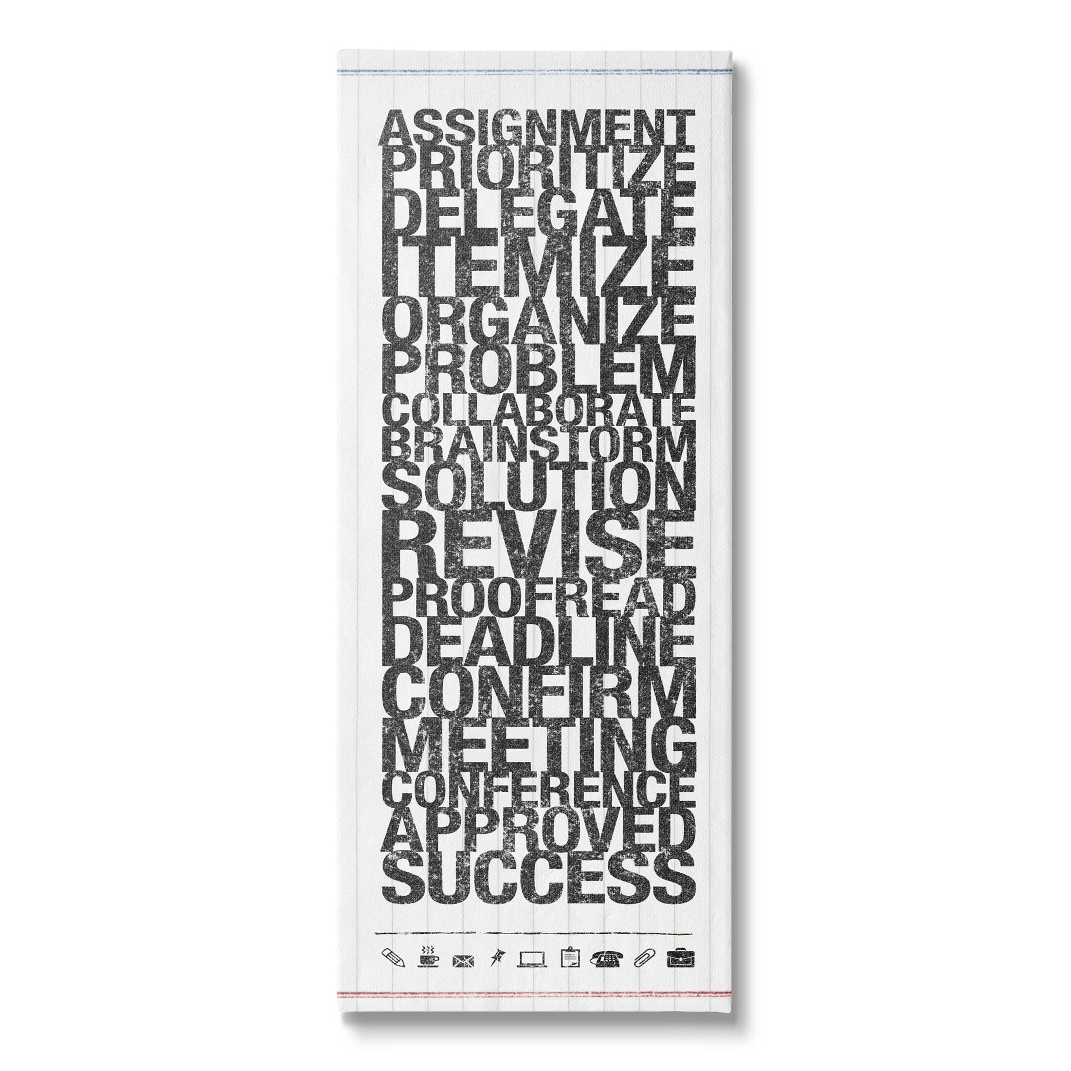 Organized Success Black and White Canvas Wall Art with Wooden Frame