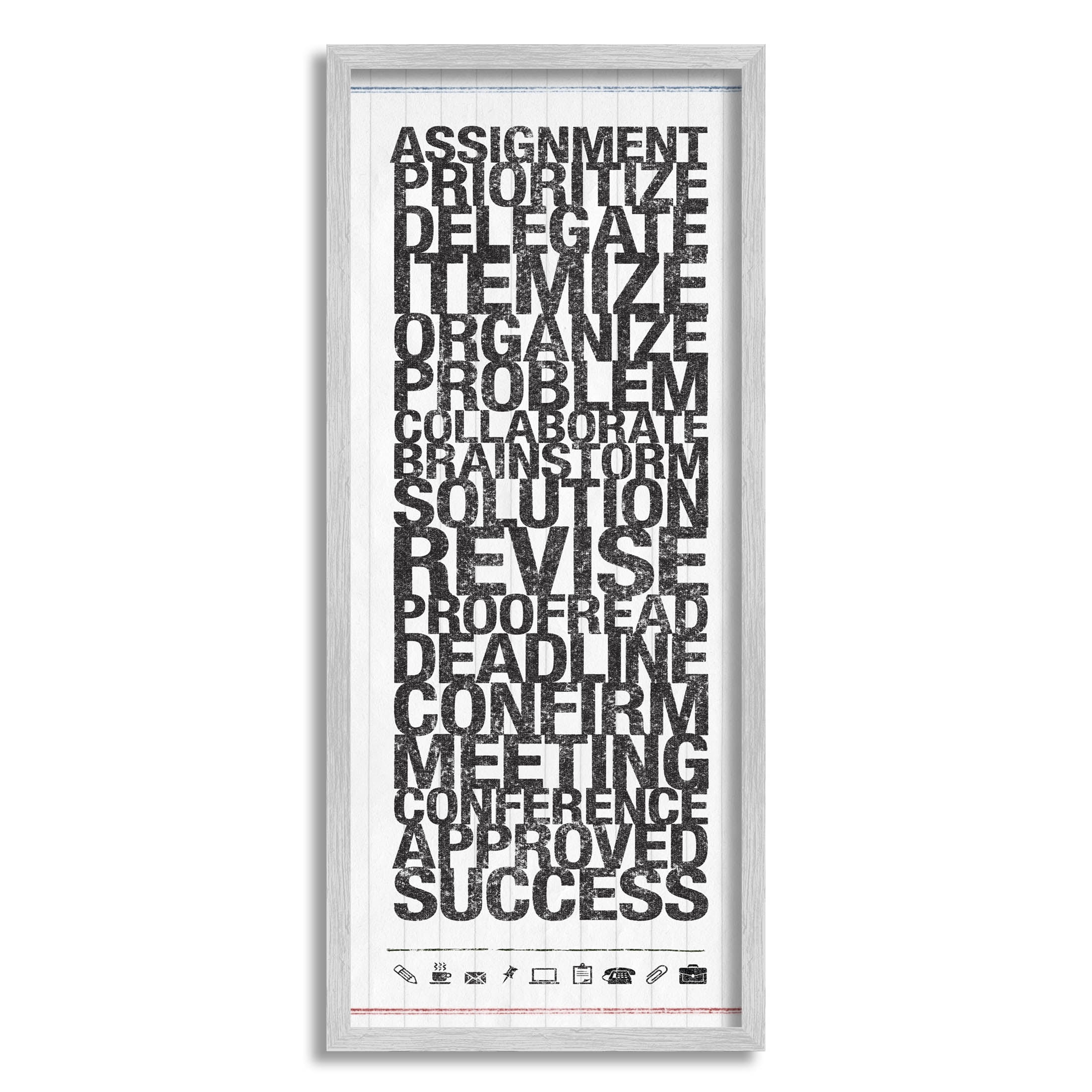 Stupell Industries Organized Success Office List Graphic Art Gray Framed Art Print Wall Art, Design by Kristen Emery