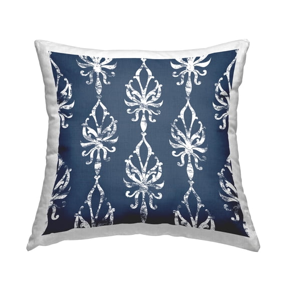 Stupell Industries Ornate Blue White Pattern Printed Throw Pillow Design by Geoff Tygert