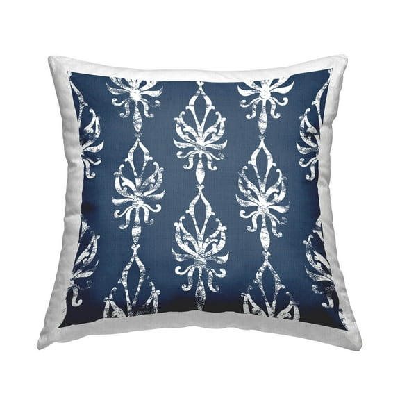 Stupell Industries Ornate Blue White Pattern Printed Throw Pillow Design by Geoff Tygert