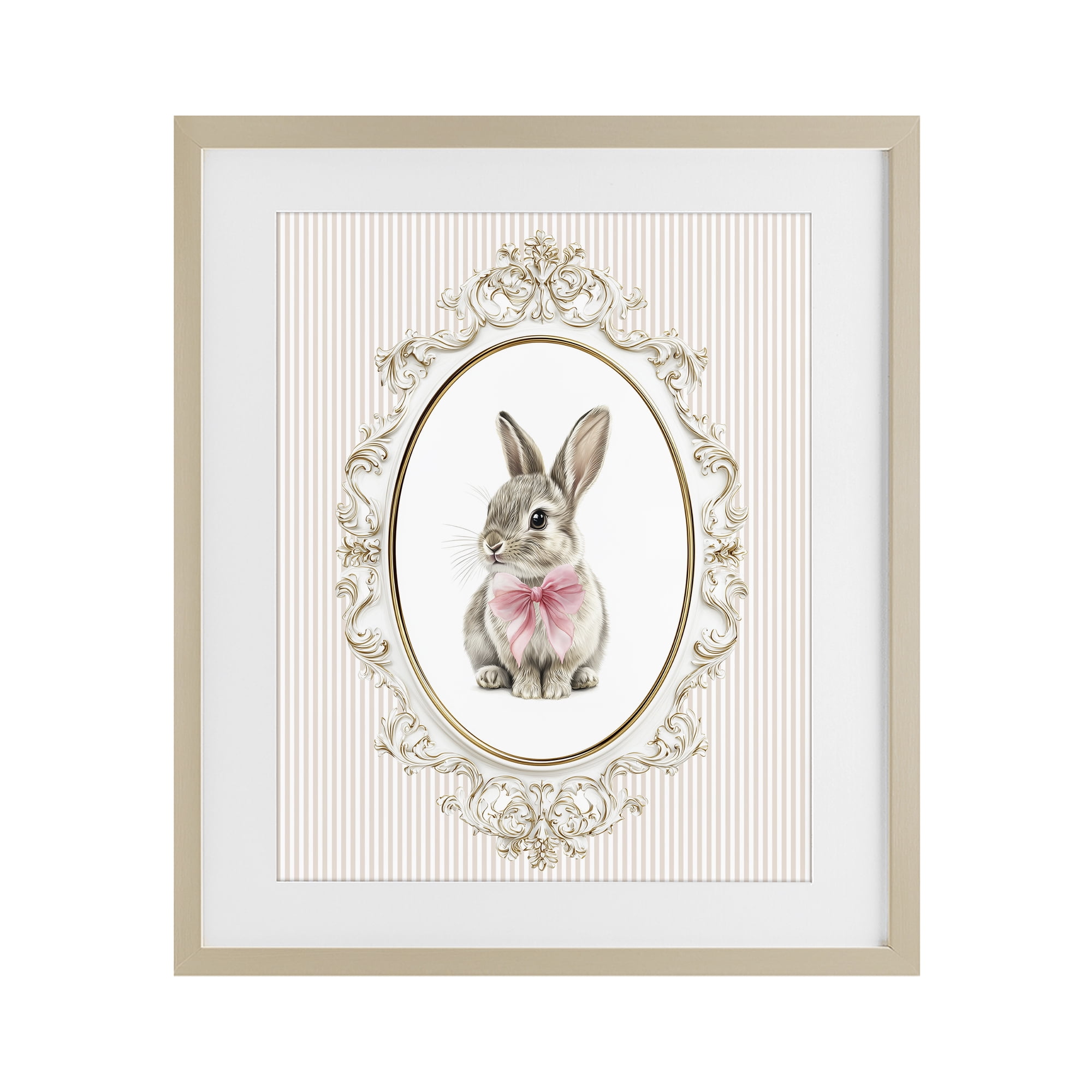 Stupell Industries Ornate Border Bunny Birch Framed Print Under Glass, design by Christine Simpson Art