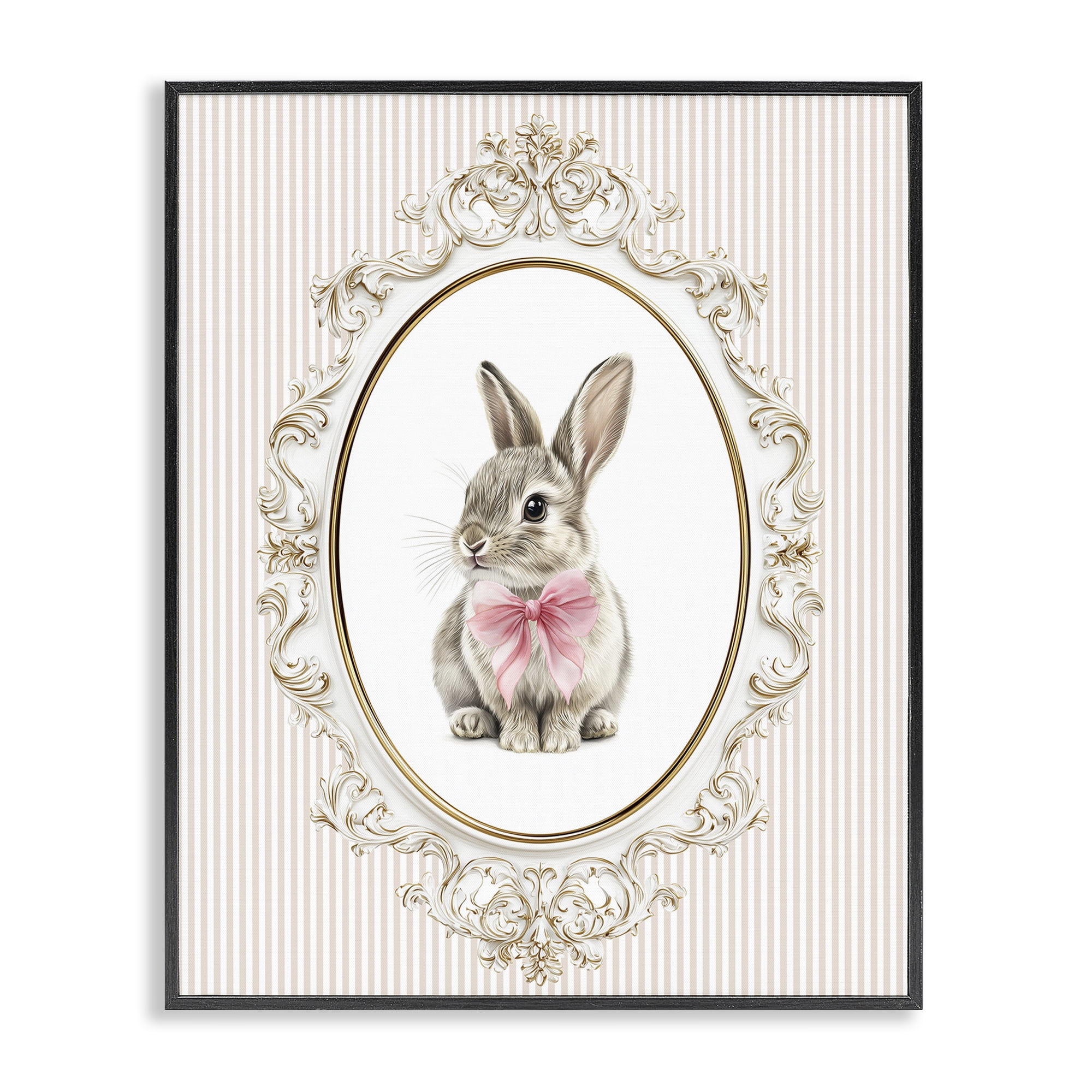Stupell Industries Ornate Border Bunny Black Framed Giclee Art, design by Christine Simpson Art