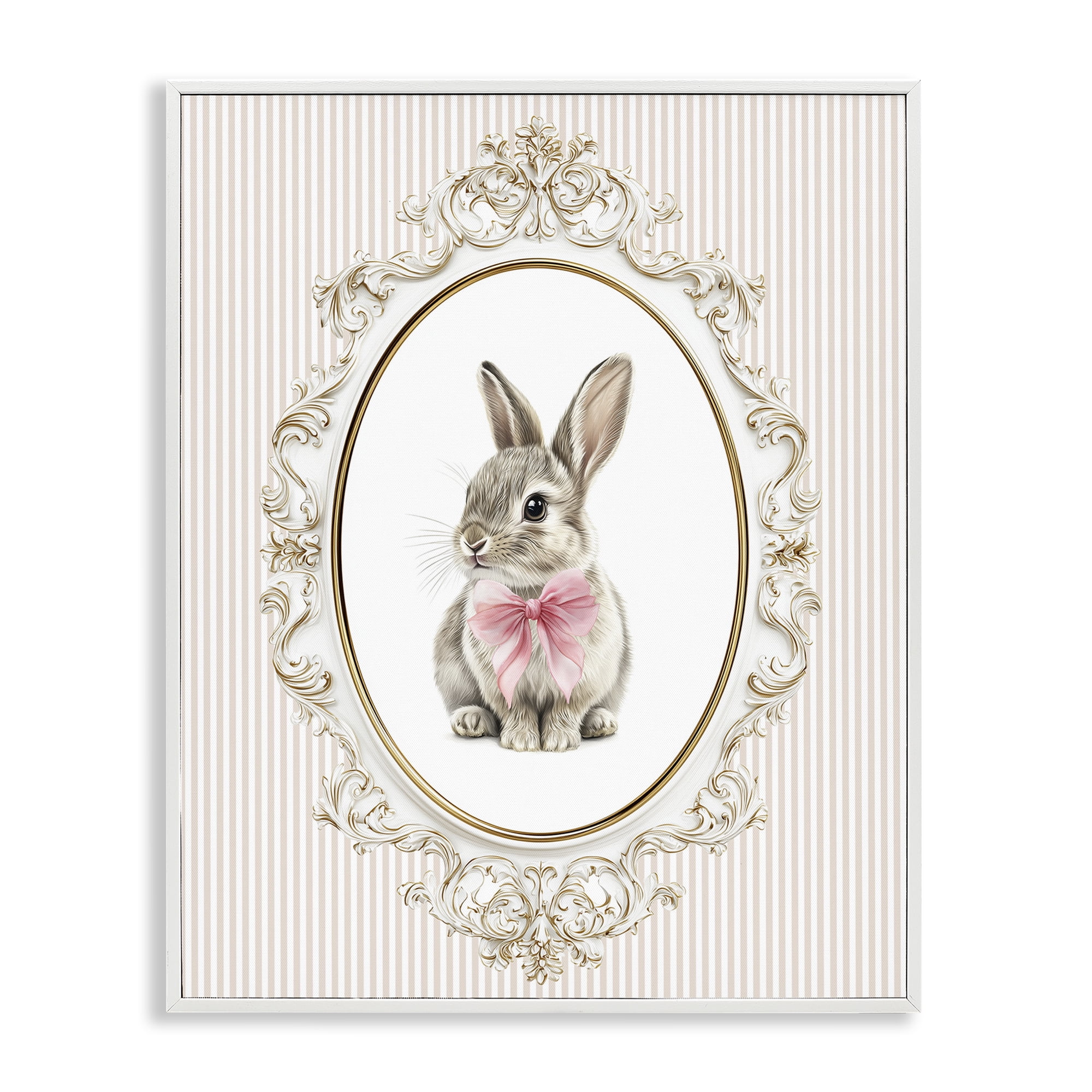 Stupell Industries Ornate Border Bunny White Framed Giclee Art, design by Christine Simpson Art