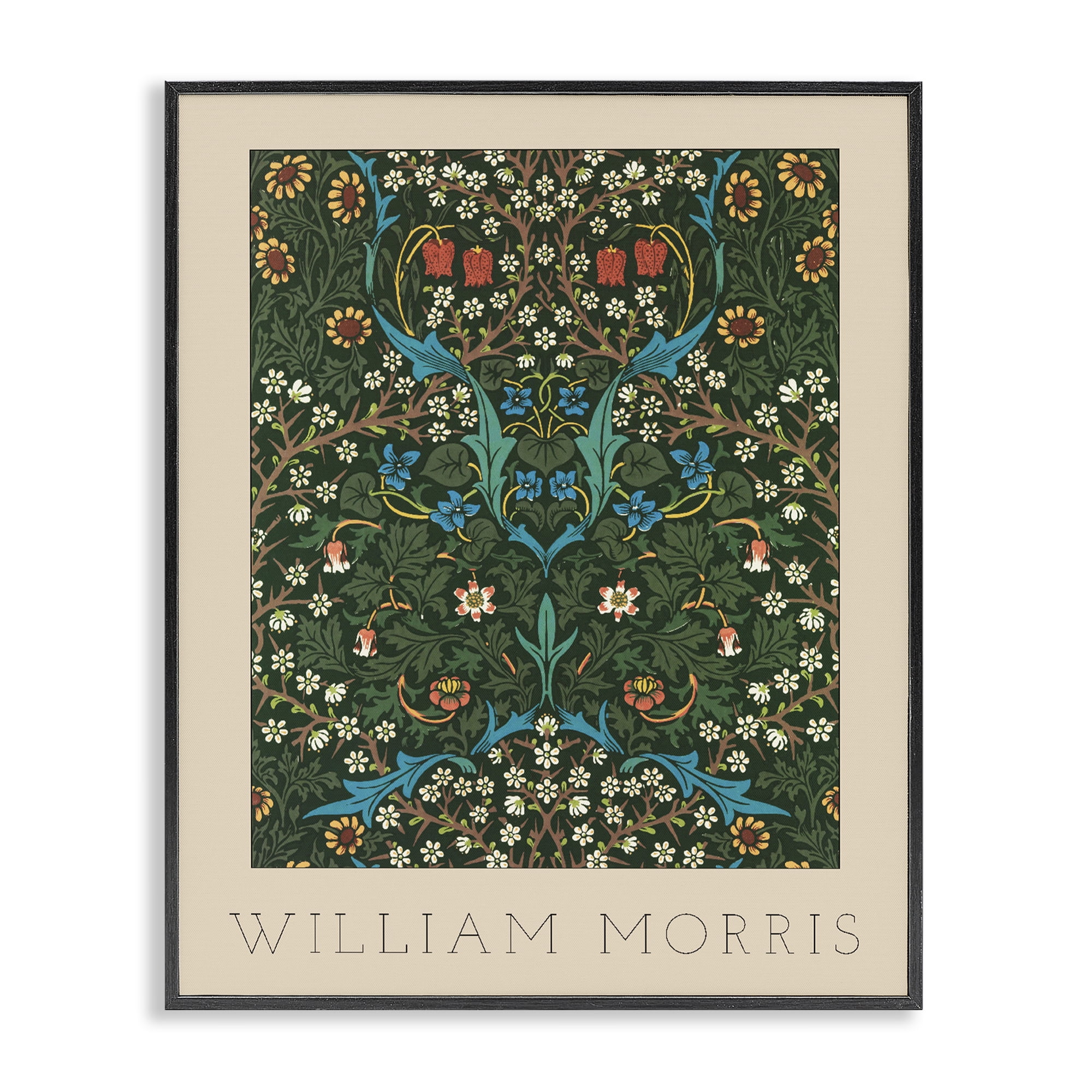 Stupell Industries Ornate Botanicals William Morris Black Framed Giclee Art, design by Lil' Rue