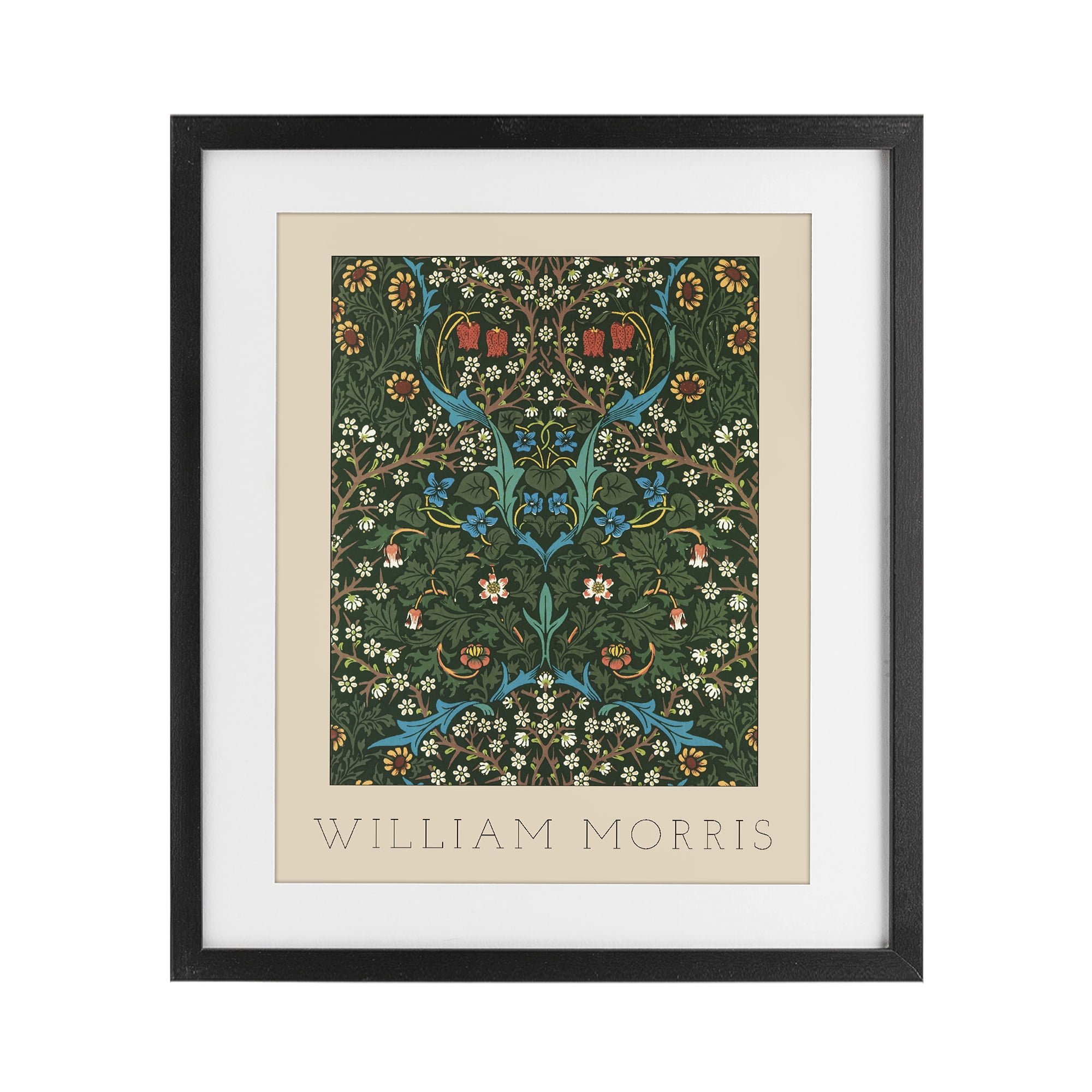 Stupell Industries Ornate Botanicals William Morris Black Framed Print Under Glass, design by Lil' Rue