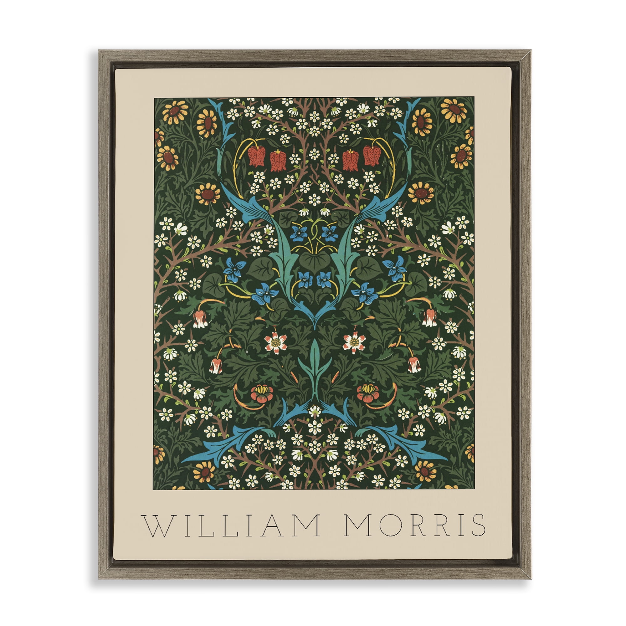 Stupell Industries Ornate Botanicals William Morris Brown Framed Floater Canvas Wall Art, design by Lil' Rue