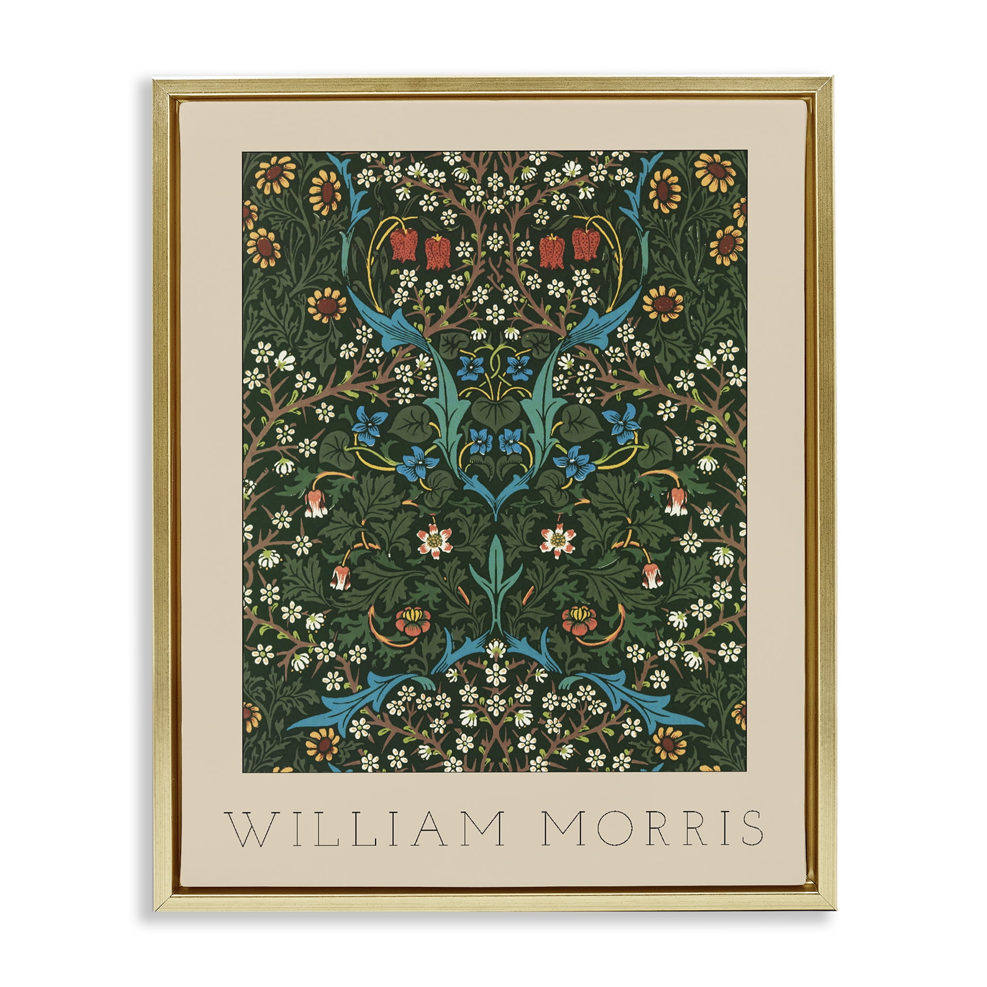 Stupell Industries Ornate Botanicals William Morris Gold Framed Floater Canvas Wall Art, design by Lil' Rue