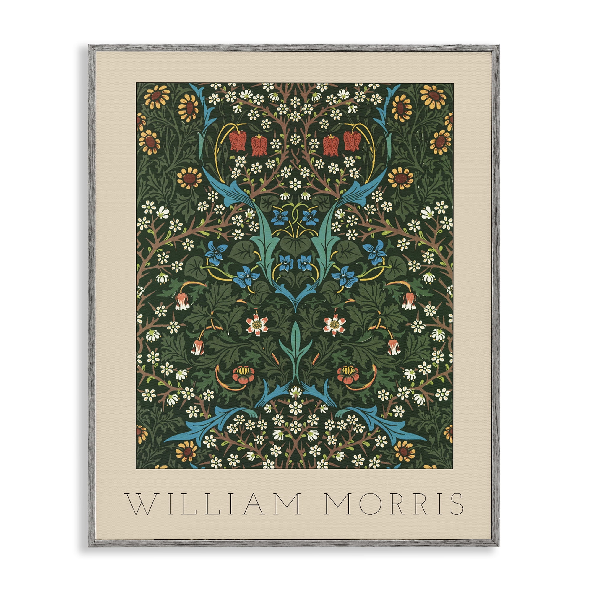 Stupell Industries Ornate Botanicals William Morris Gray Framed Giclee Art, design by Lil' Rue