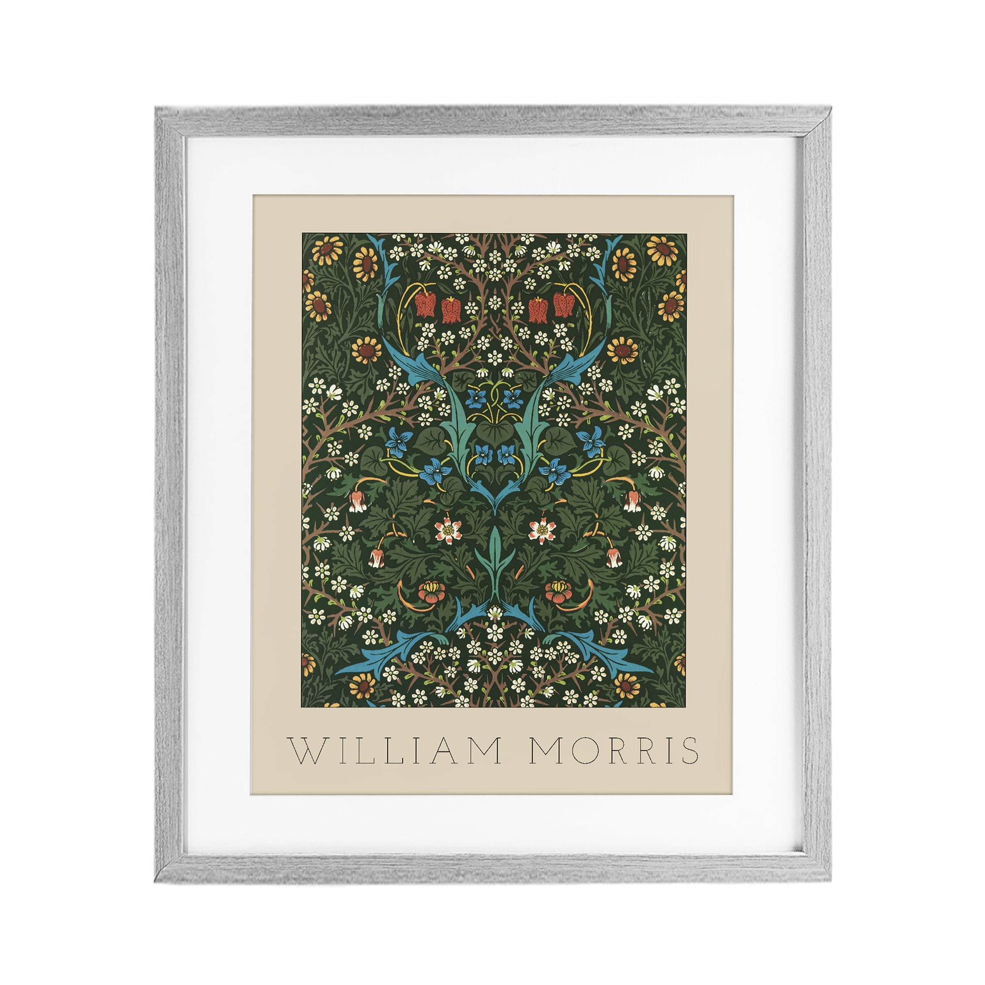 Stupell Industries Ornate Botanicals William Morris Gray Framed Print Under Glass, design by Lil' Rue