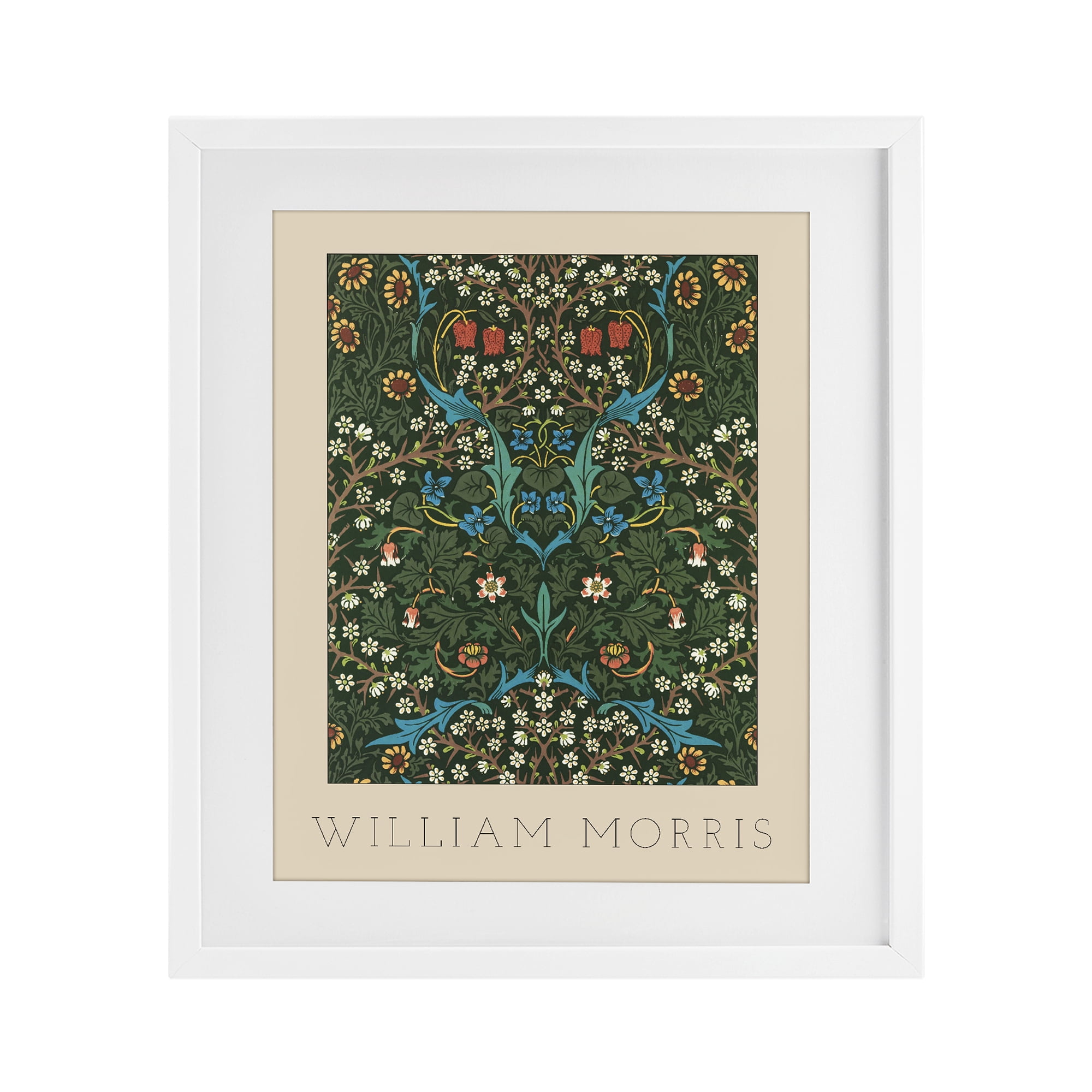 Stupell Industries Ornate Botanicals William Morris White Framed Print Under Glass, design by Lil' Rue