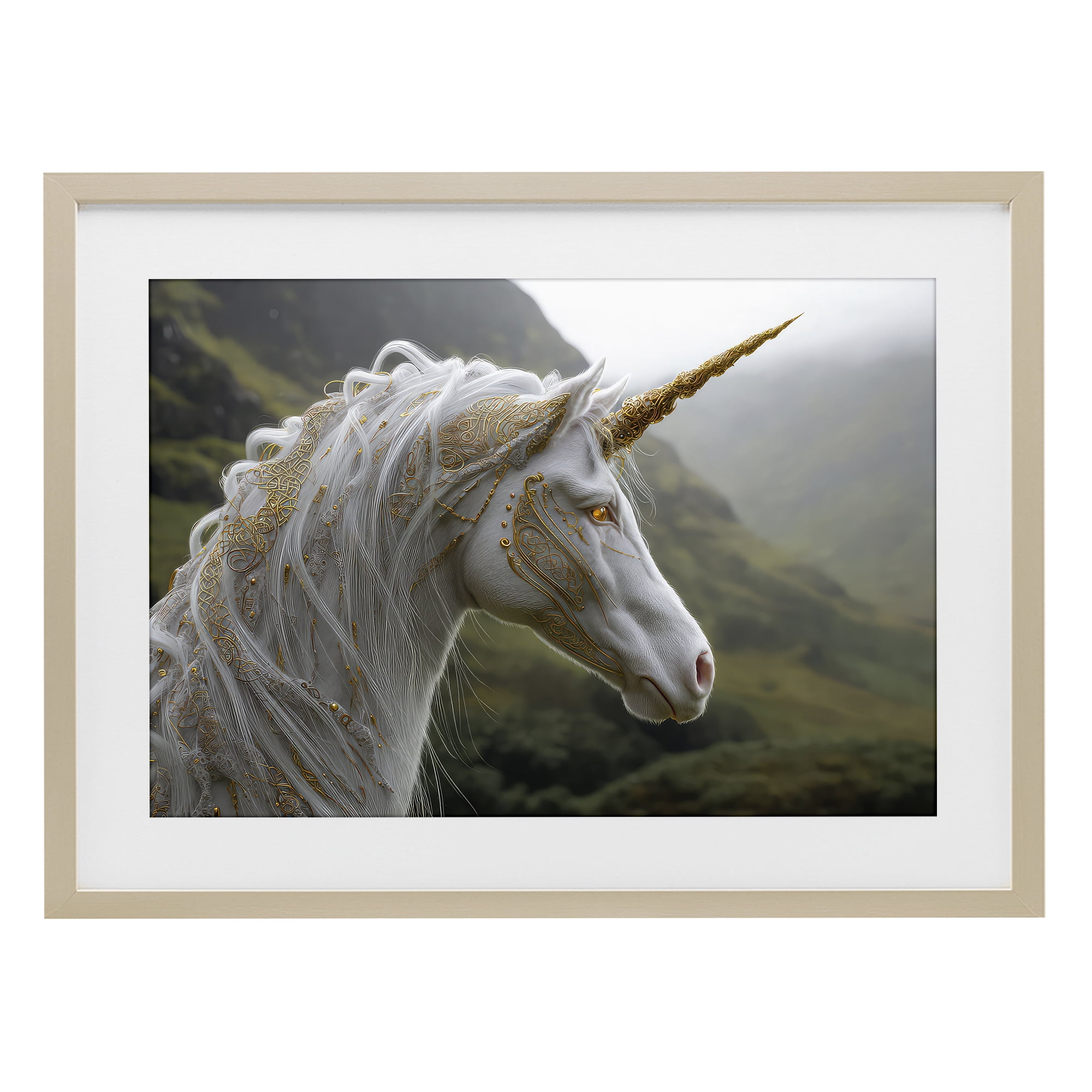 Stupell Industries Ornate Celtic Unicorn Birch Framed Print Under Glass, design by The Wands Want