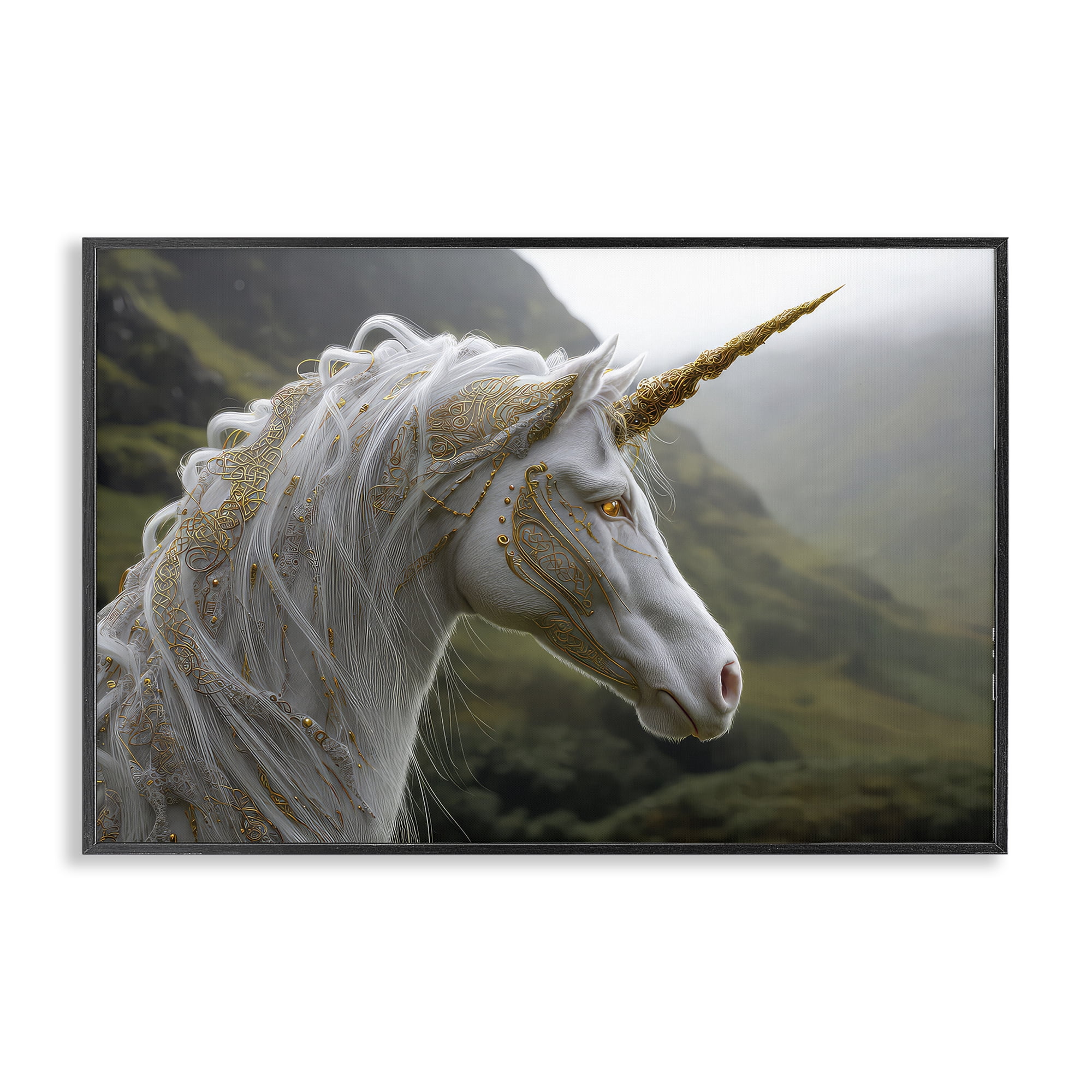 Stupell Industries Ornate Celtic Unicorn Black Framed Giclee Art, design by The Wands Want