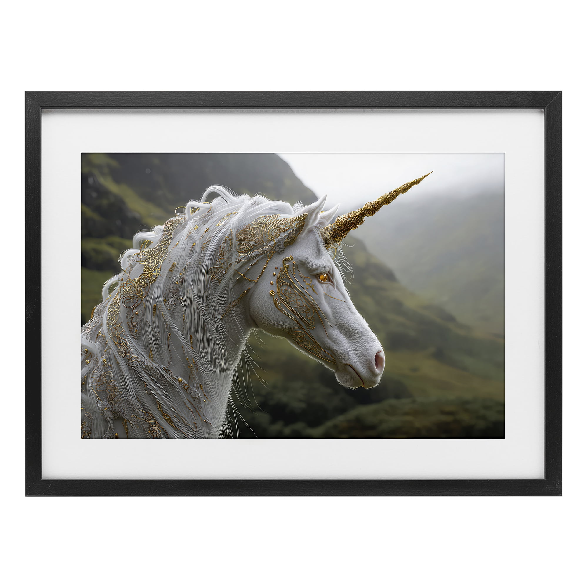 Stupell Industries Ornate Celtic Unicorn Black Framed Print Under Glass, design by The Wands Want