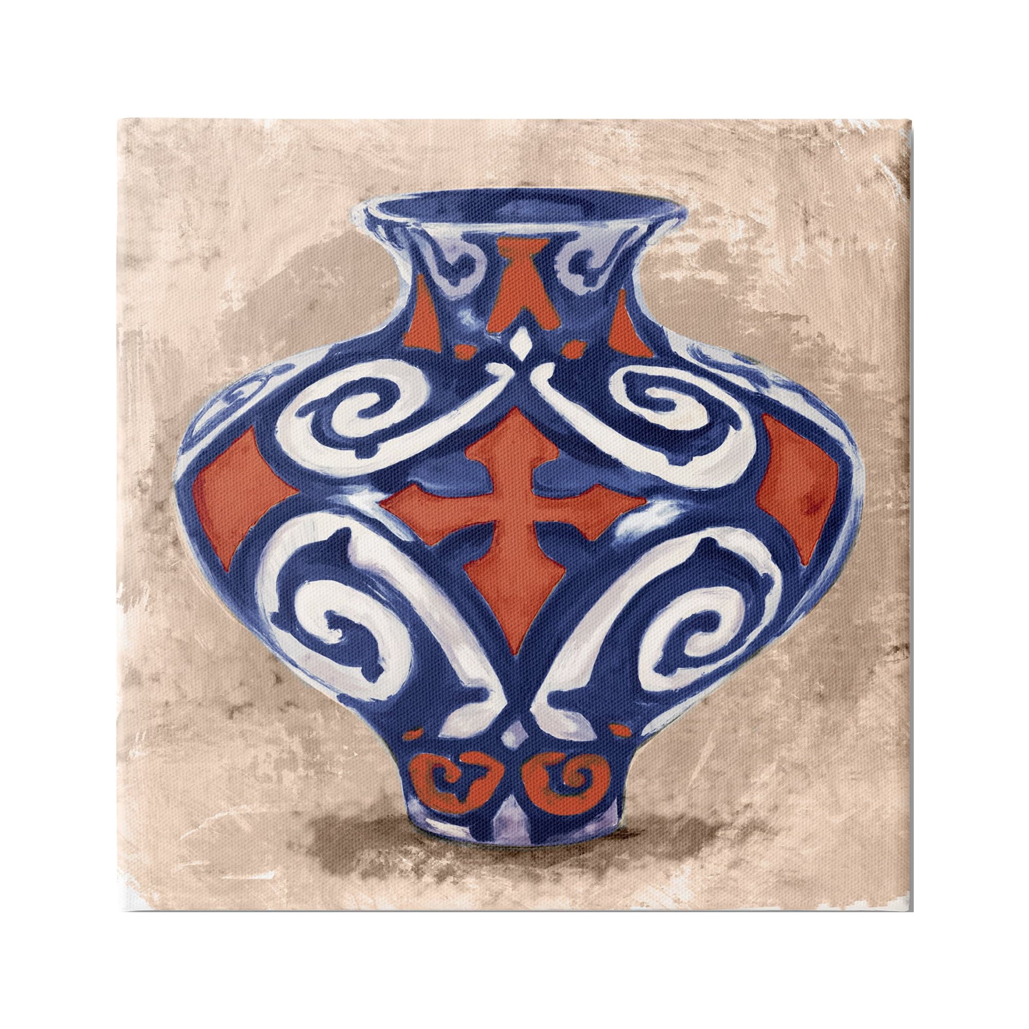Stupell Industries Ornate Ceramic Vase Still Life Modern Patterned Pottery Paintings Gallery-Wrapped Canvas Print Wall Art, 36x36, by Daphne Polselli
