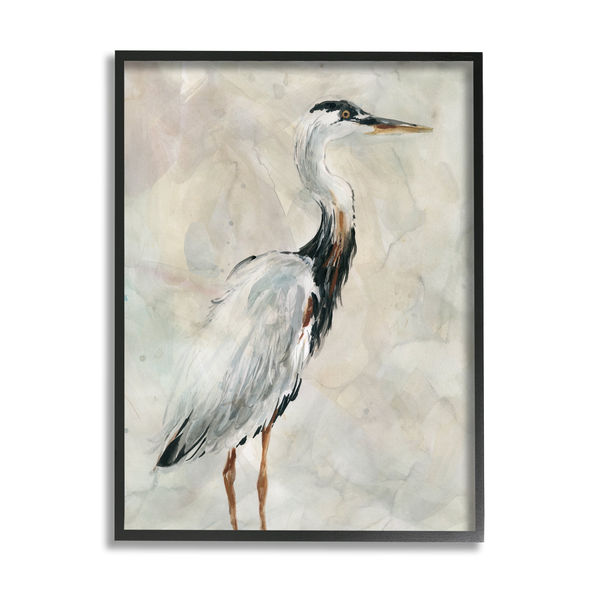 Stupell Industries Ornate Crane Portrait over Soft Neutral Watercolor, 11 x 14, Design by Carol Robinson