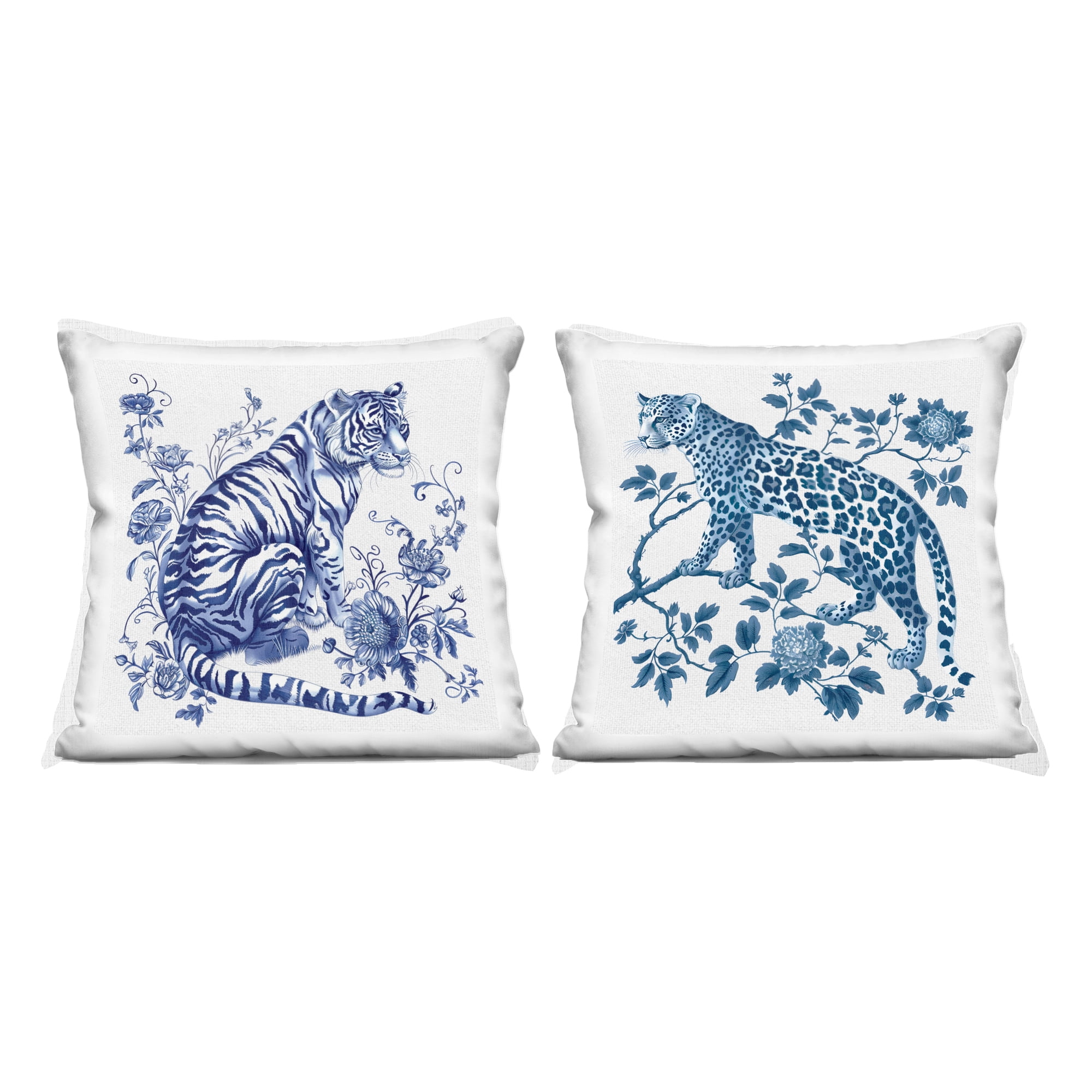 Stupell Industries Ornate & Detailed Large Cats 2 Piece Decorative Printed Throw Pillow Set, design by Lettered and Lined