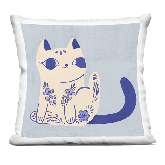 Stupell Industries Ornate Floral Cat Design by Carrie Cantwell Throw Pillow