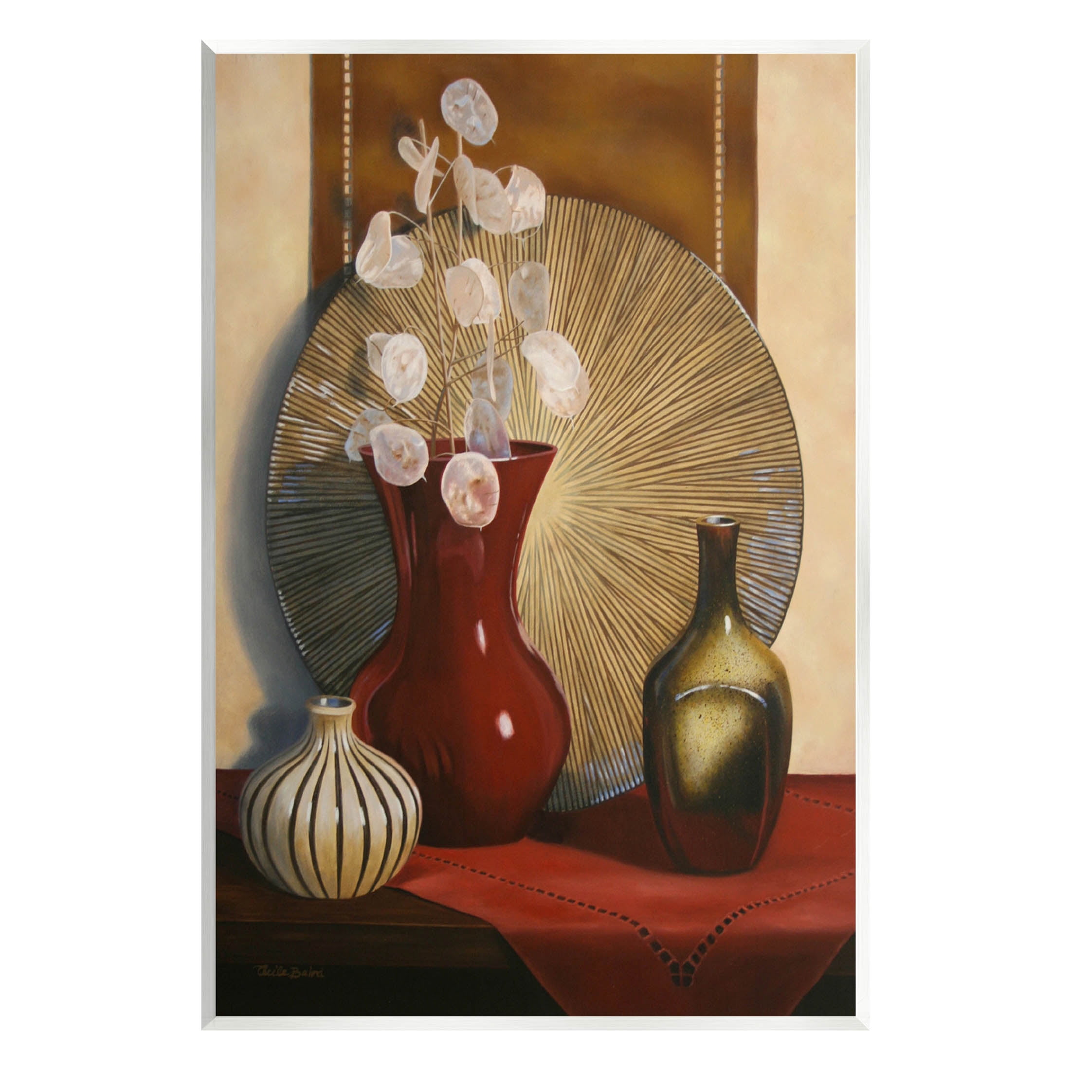 Stupell Industries Ornate Floral Vase Still Life Painting Unframed Art Print Wall Art, Design by Cecile Baird