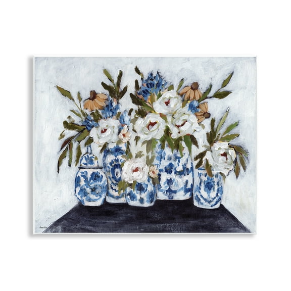 Stupell Industries Ornate Flower Pots Still Life Plants & Flowers Painting Unframed Art Print Wall Art, 14 x 11