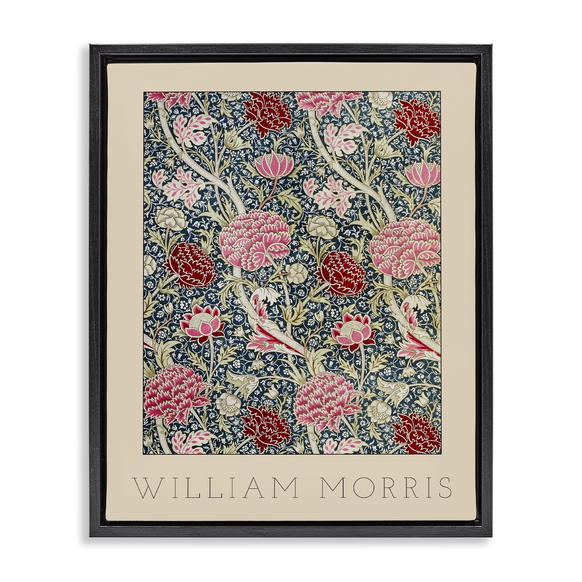 Stupell Industries Ornate Intertwined Flower Classic Black Framed Floater Canvas Wall Art, design by Lil' Rue