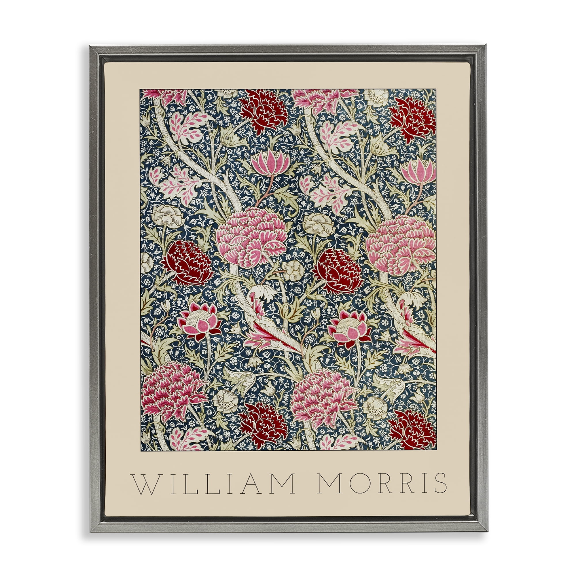 Stupell Industries Ornate Intertwined Flower Classic Gray Framed Floater Canvas Wall Art, design by Lil' Rue