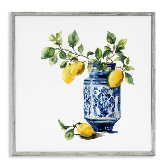 Stupell Industries Farmhouse Ornate Lemon Treasures Gray Framed Giclee Art, 17 x 17, by Svetlana Aleynikova