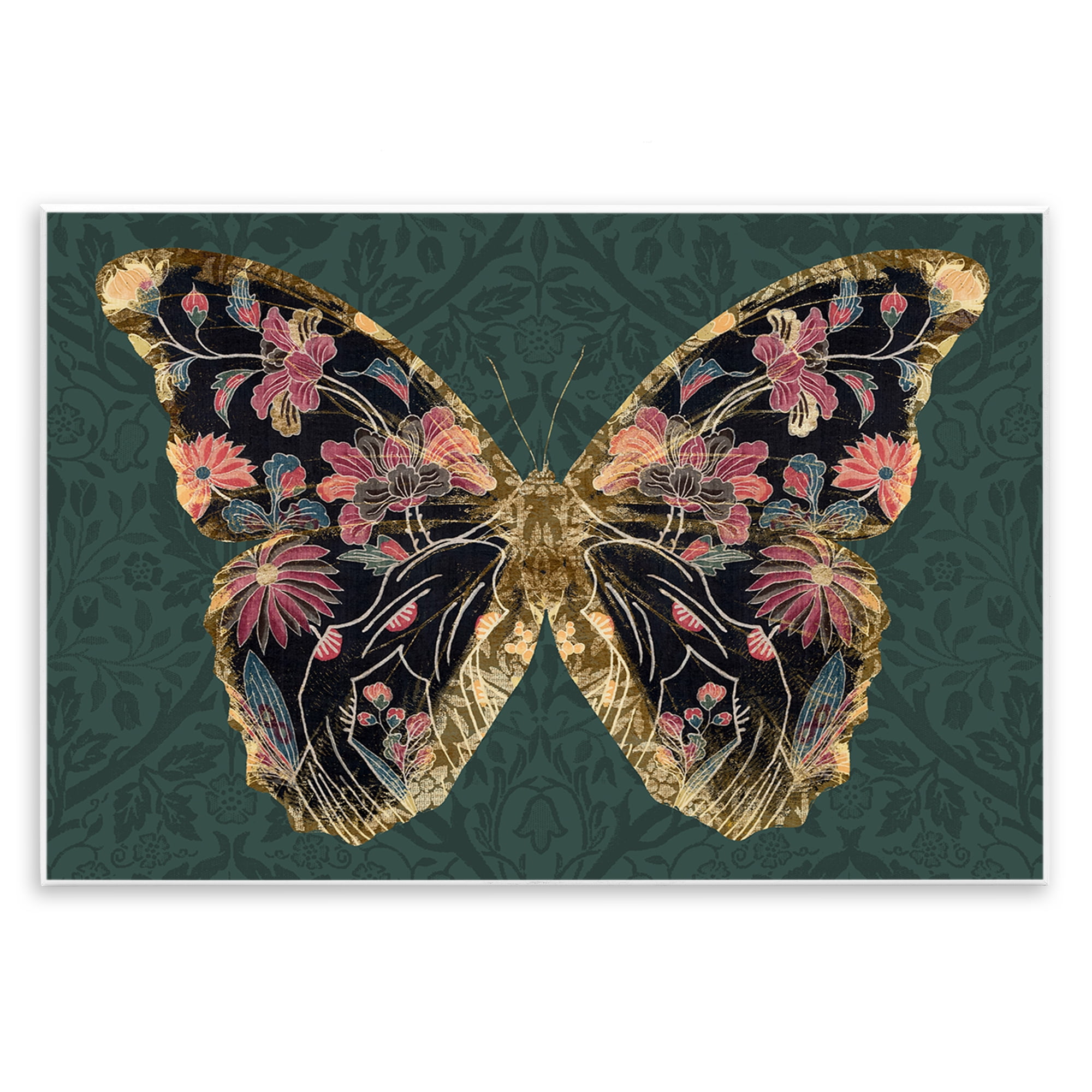 Stupell Industries Ornate Pattern Butterfly Animals Painting Unframed Art Print Wall Art, 19 x 13