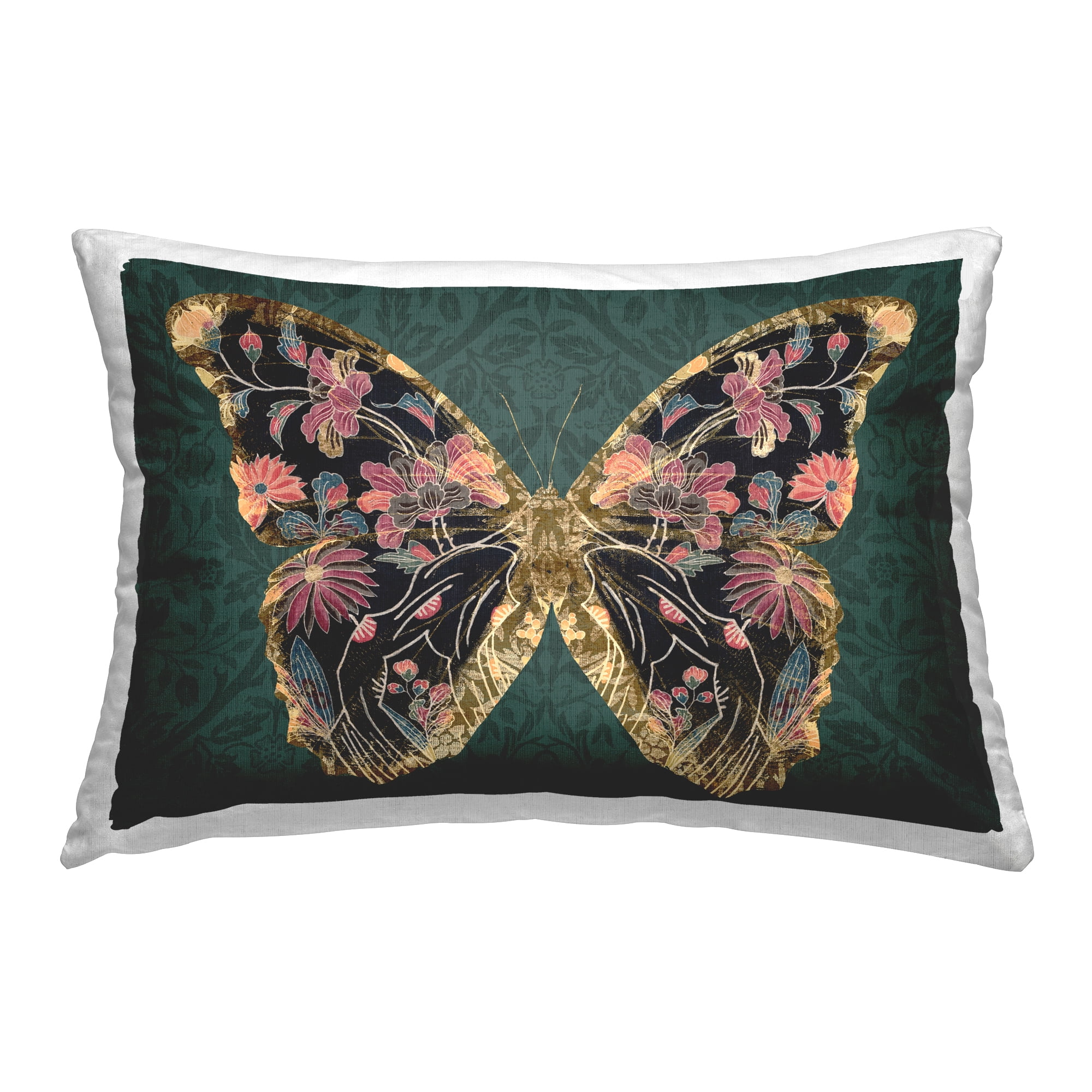 Stupell Industries Ornate Pattern Butterfly Decorative Printed Throw Pillow Design by Victoria Barnes .