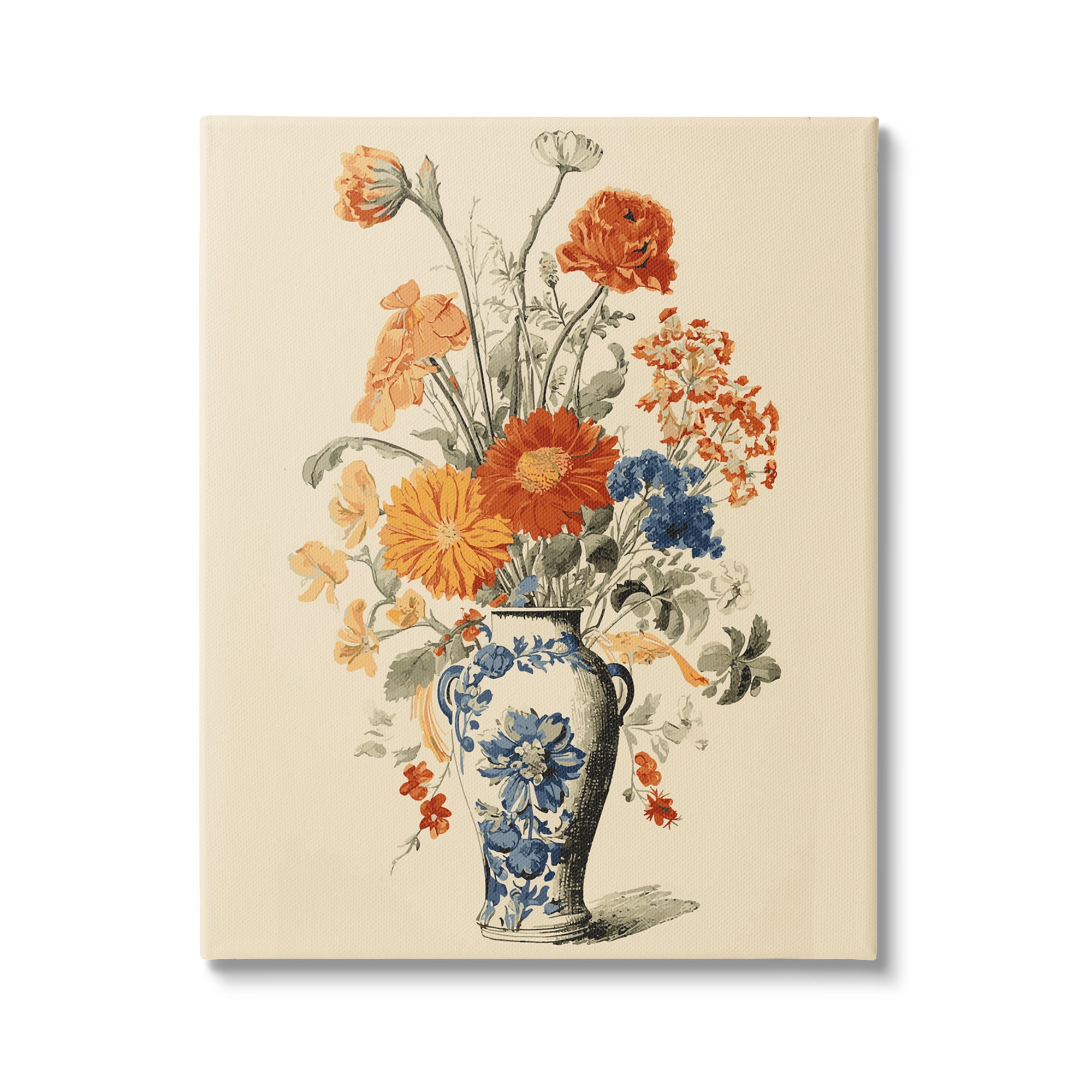 Stupell Industries Ornate Pottery Bouquet Botanical & Floral Painting Gallery Wrapped Canvas Art Print Wall Art, 24 x 30