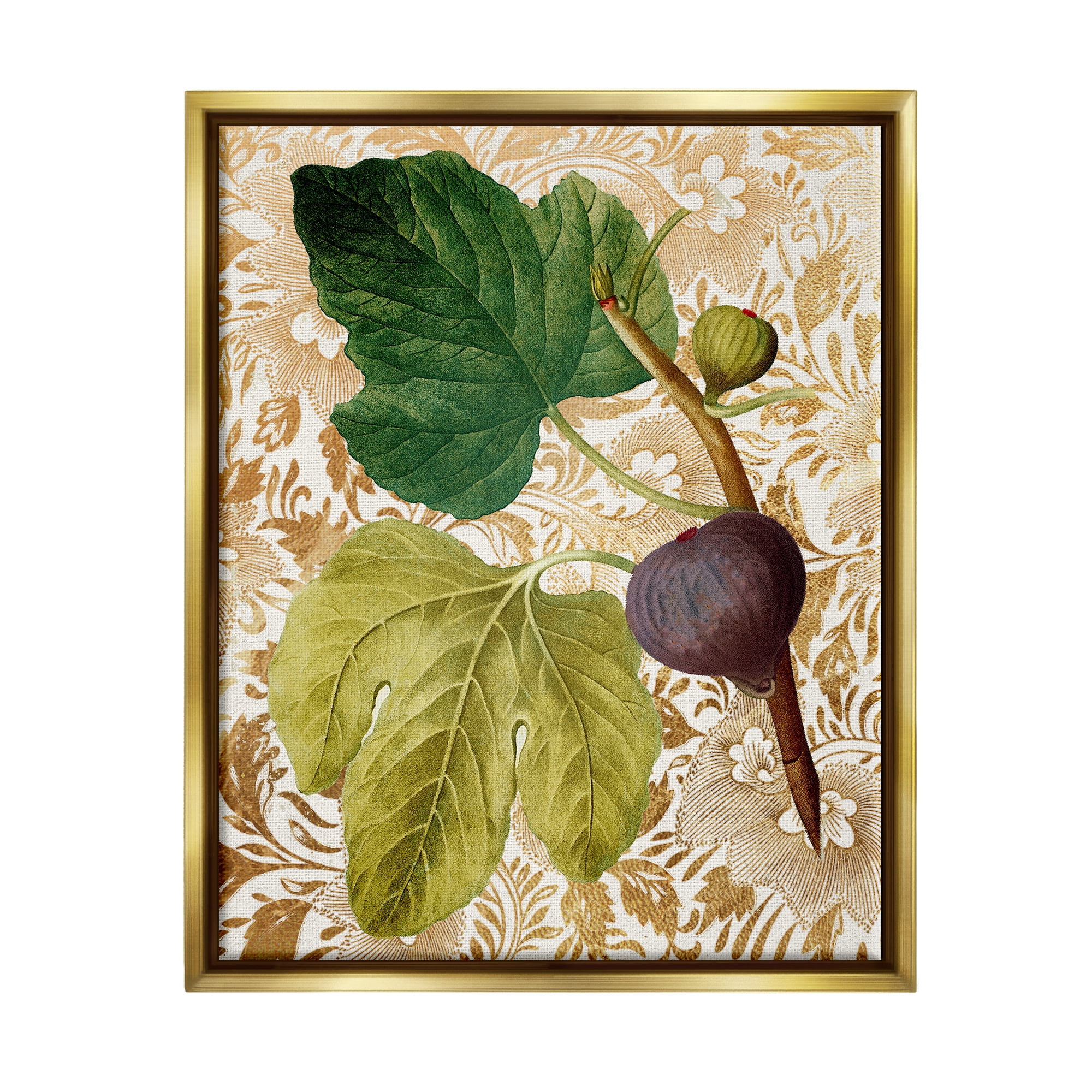 Stupell Industries Ornate Produce Fig Plant Pattern Botanical & Floral Painting Gold Floater Framed Art Print Wall Art