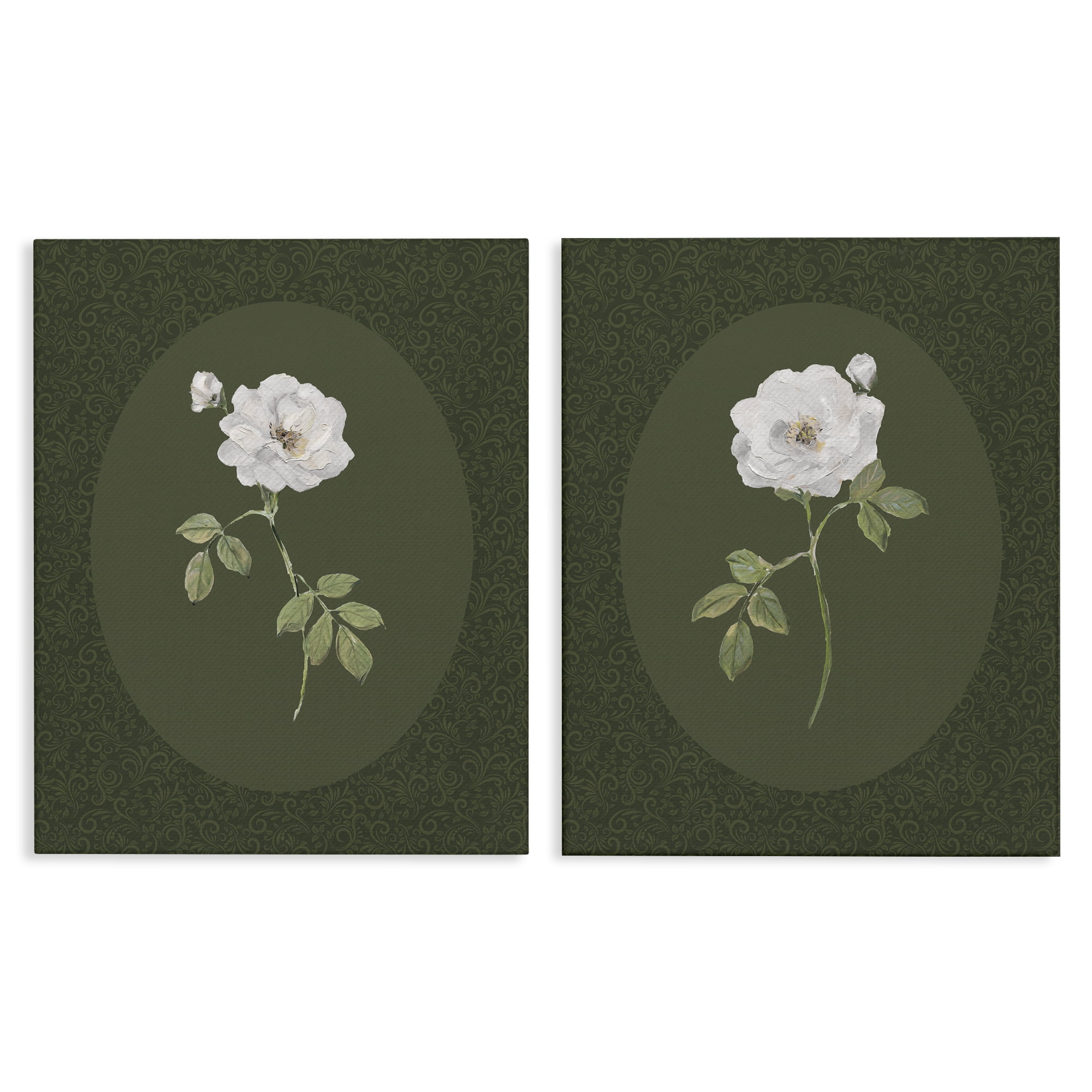 Stupell Industries Ornate Rose Studies over Emerald 2 Piece Canvas Wall Art Set, design by Sally Swatland