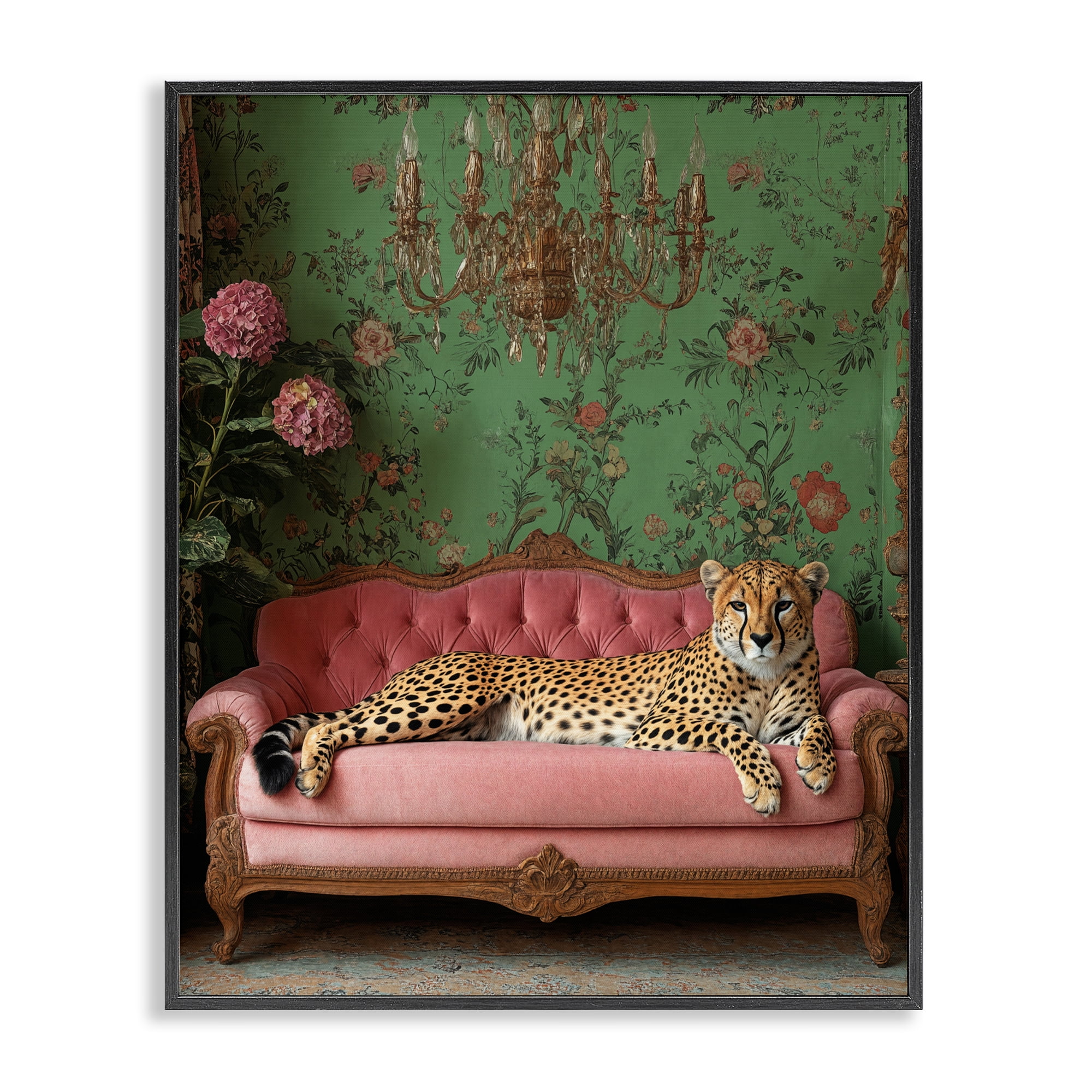 Stupell Industries Ornate Sophisticated Leopard Lounging Black Framed Giclee Art, design by Scott Stulberg