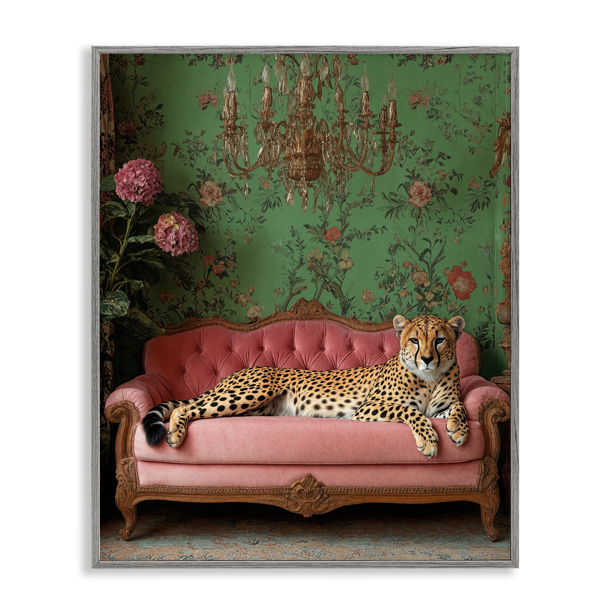 Stupell Industries Ornate Sophisticated Leopard Lounging Gray Framed Giclee Art, design by Scott Stulberg
