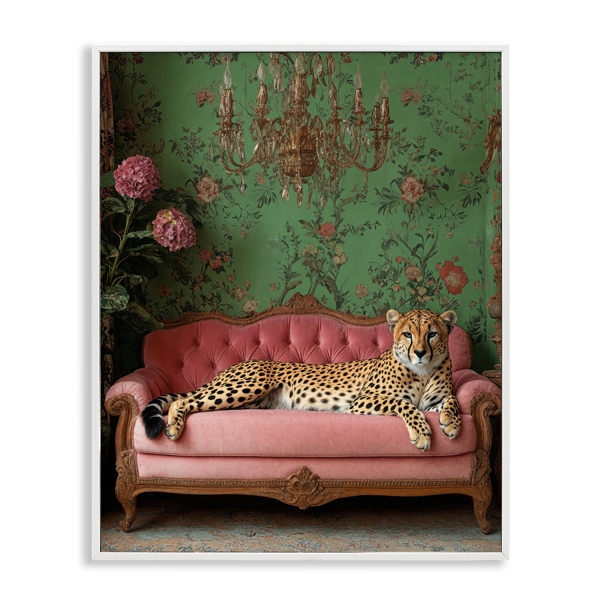 Stupell Industries Ornate Sophisticated Leopard Lounging White Framed Giclee Art, design by Scott Stulberg