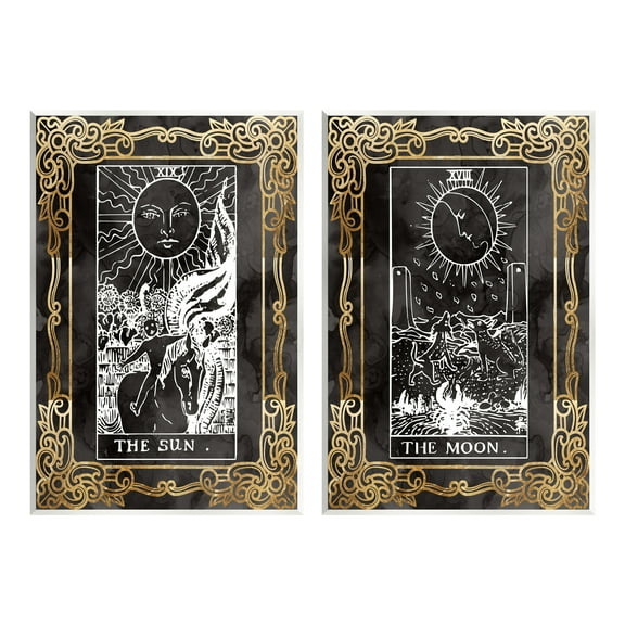 Stupell Industries Ornate Tarot Sun & Moon Animals & Insects Painting Unframed Art Print Wall Art, 10 x 15
